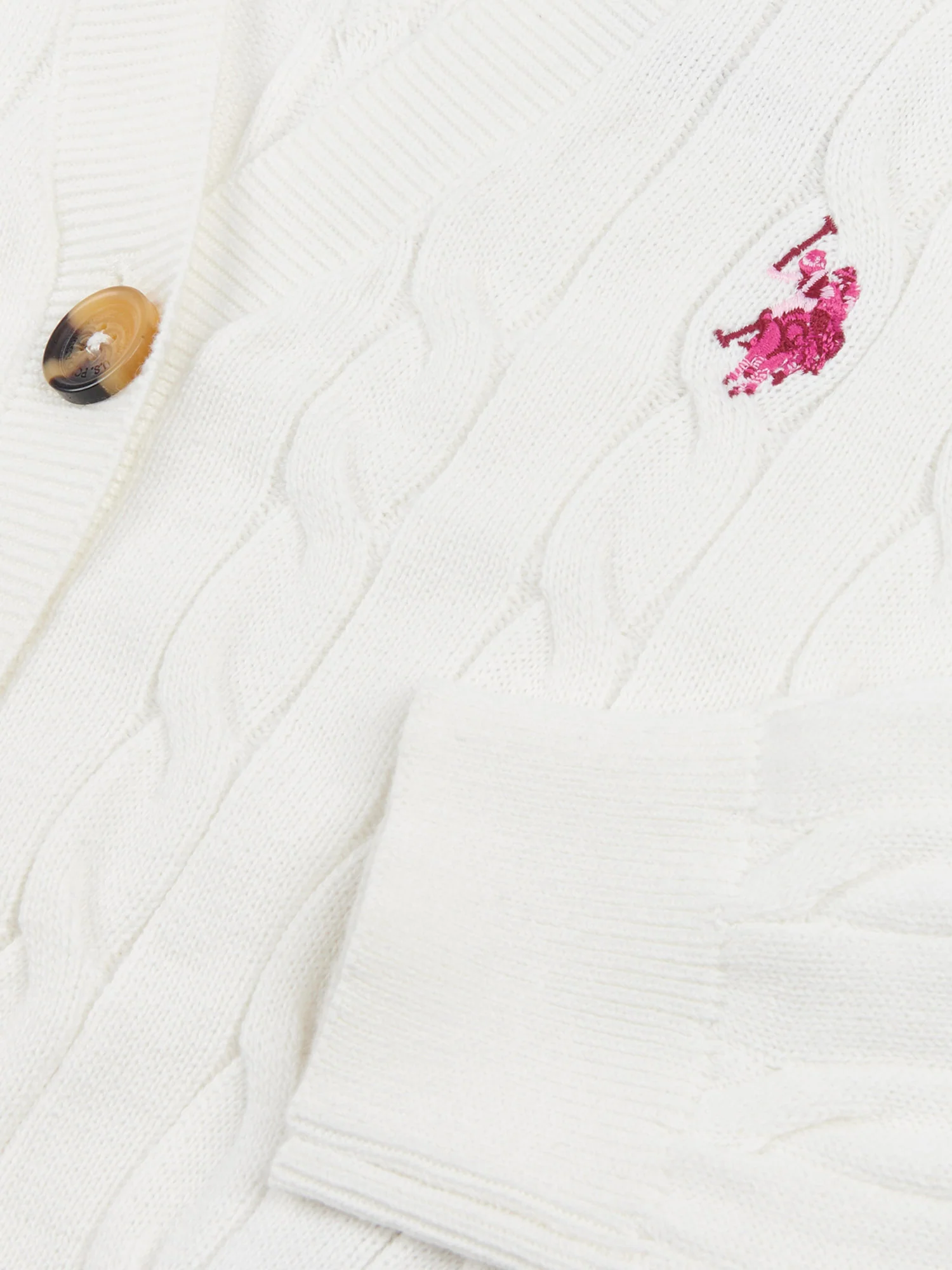 Girls Cable Knit Cardigan w Marshmallow - Image 7