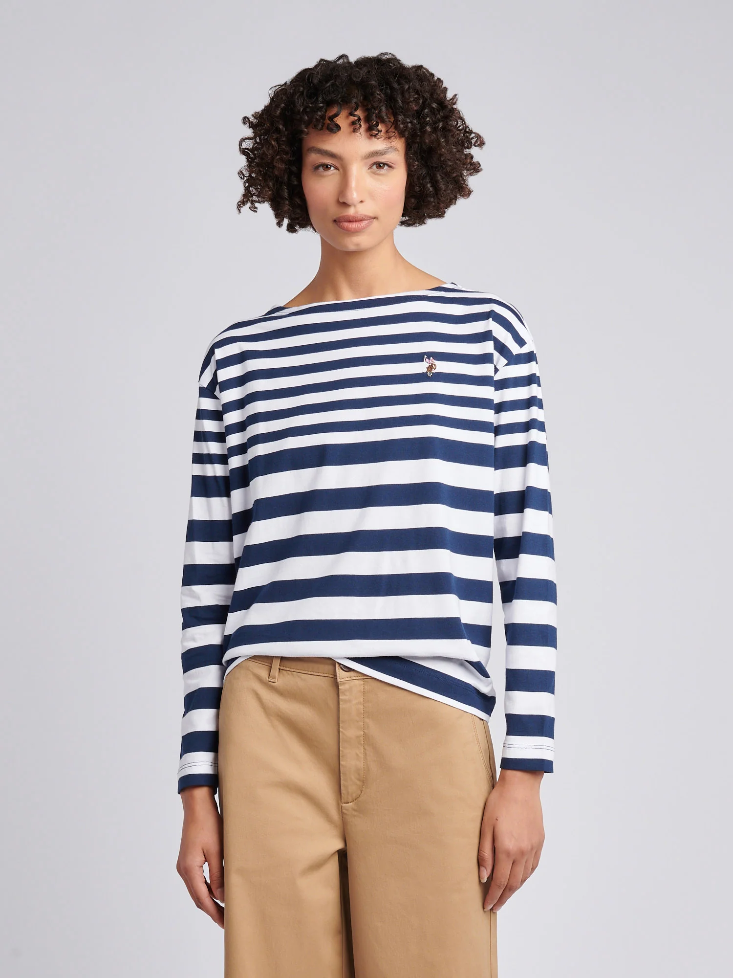 Gradient Stripe Boatneck Tee Navy Iris