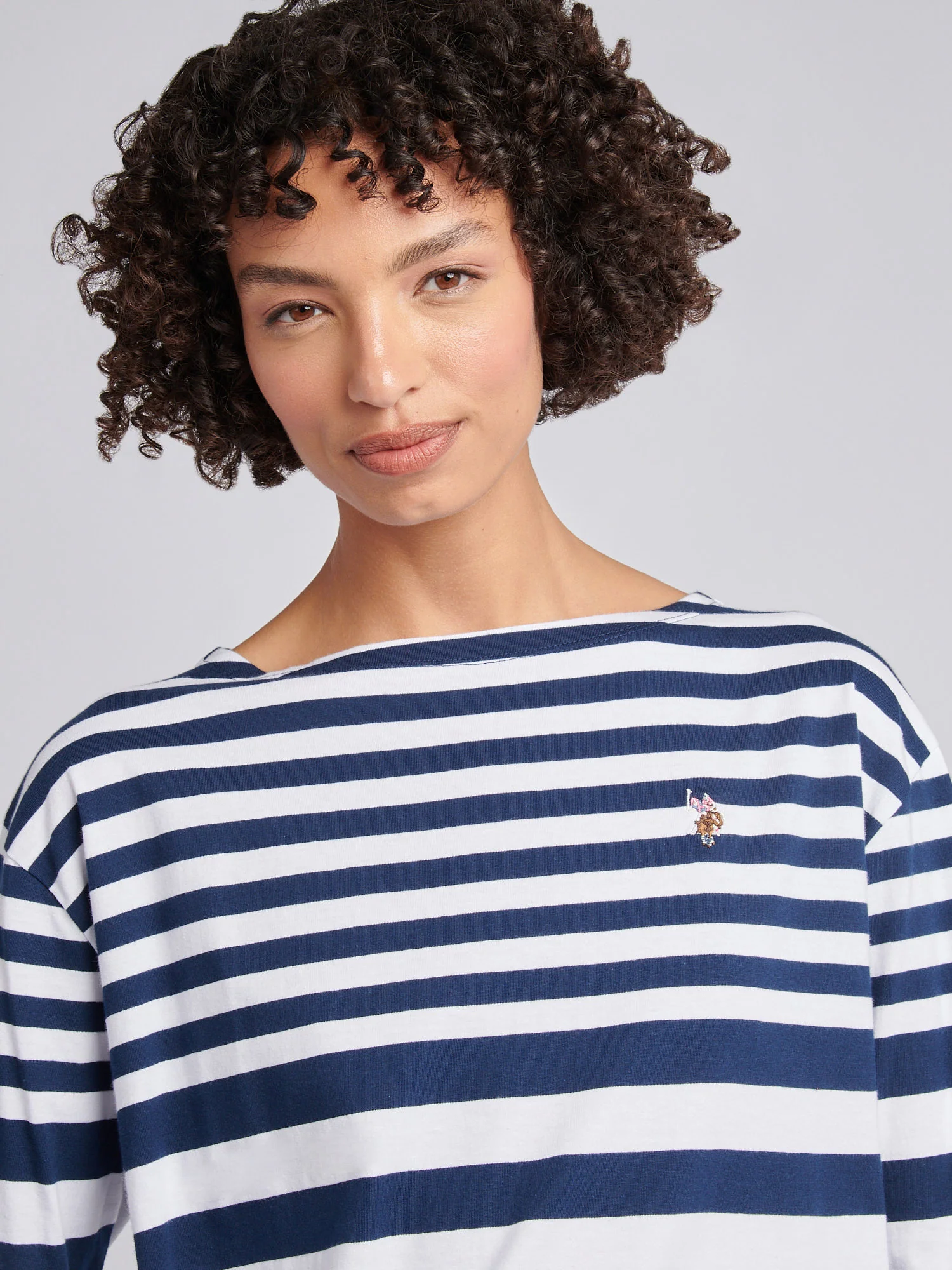 Gradient Stripe Boatneck Tee Navy Iris - Image 2
