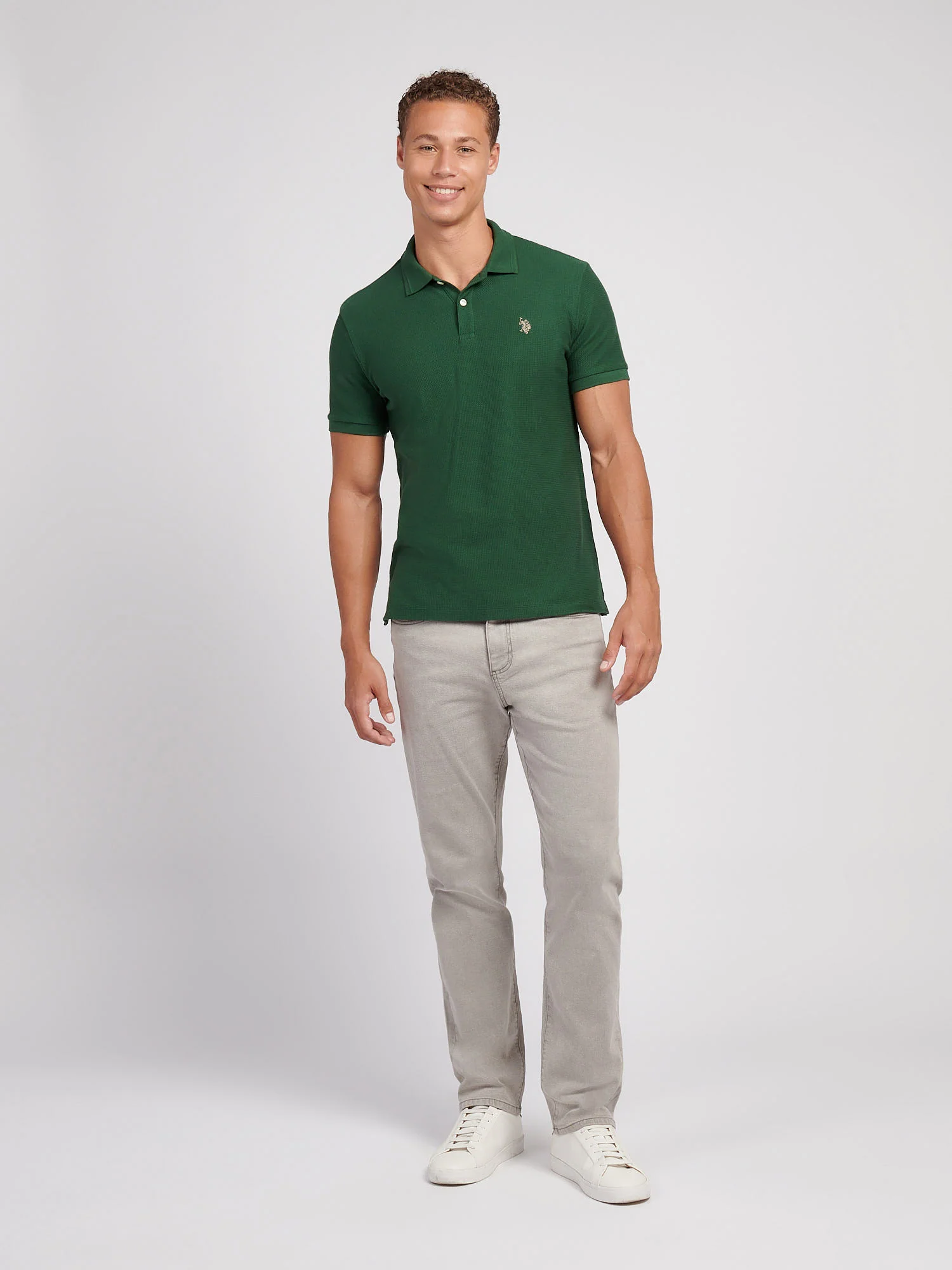 Herringbone Tekstura SS Polo Pineneedle - Image 3