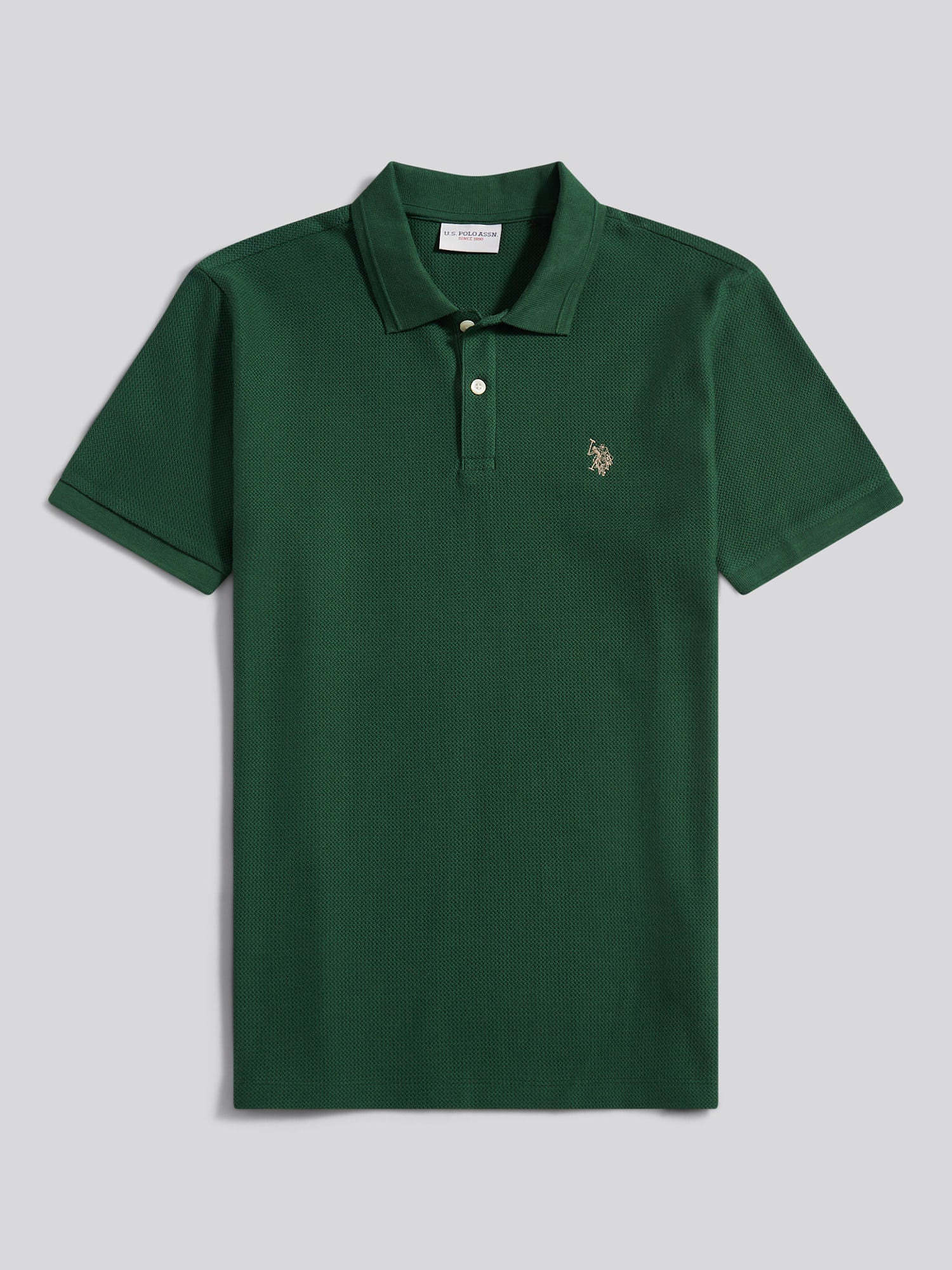 Herringbone Tekstura SS Polo Pineneedle - Image 5