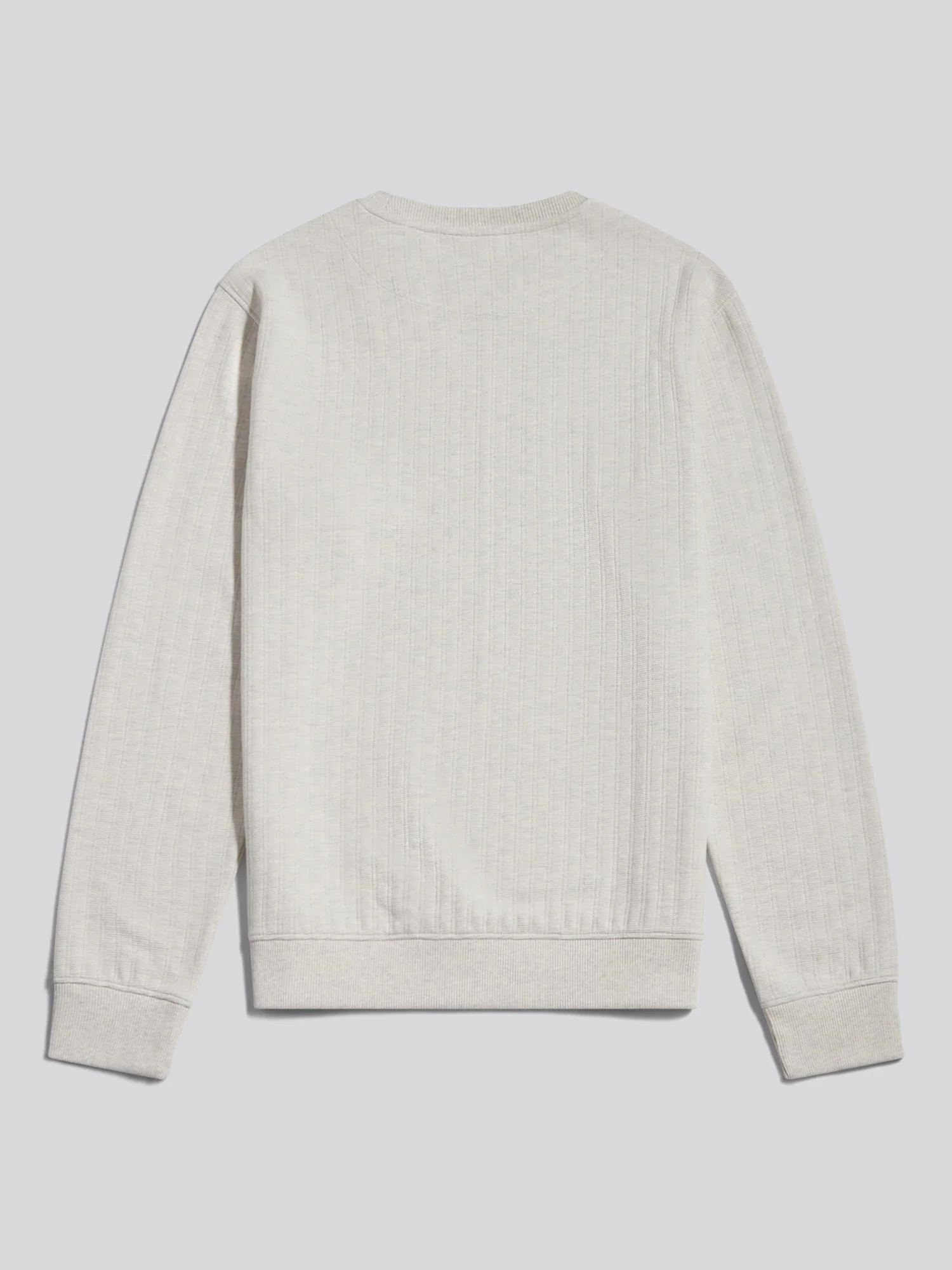 Mens Vertical Texture Double Horsemen Sweatshirt Light Grey Marl - Image 6