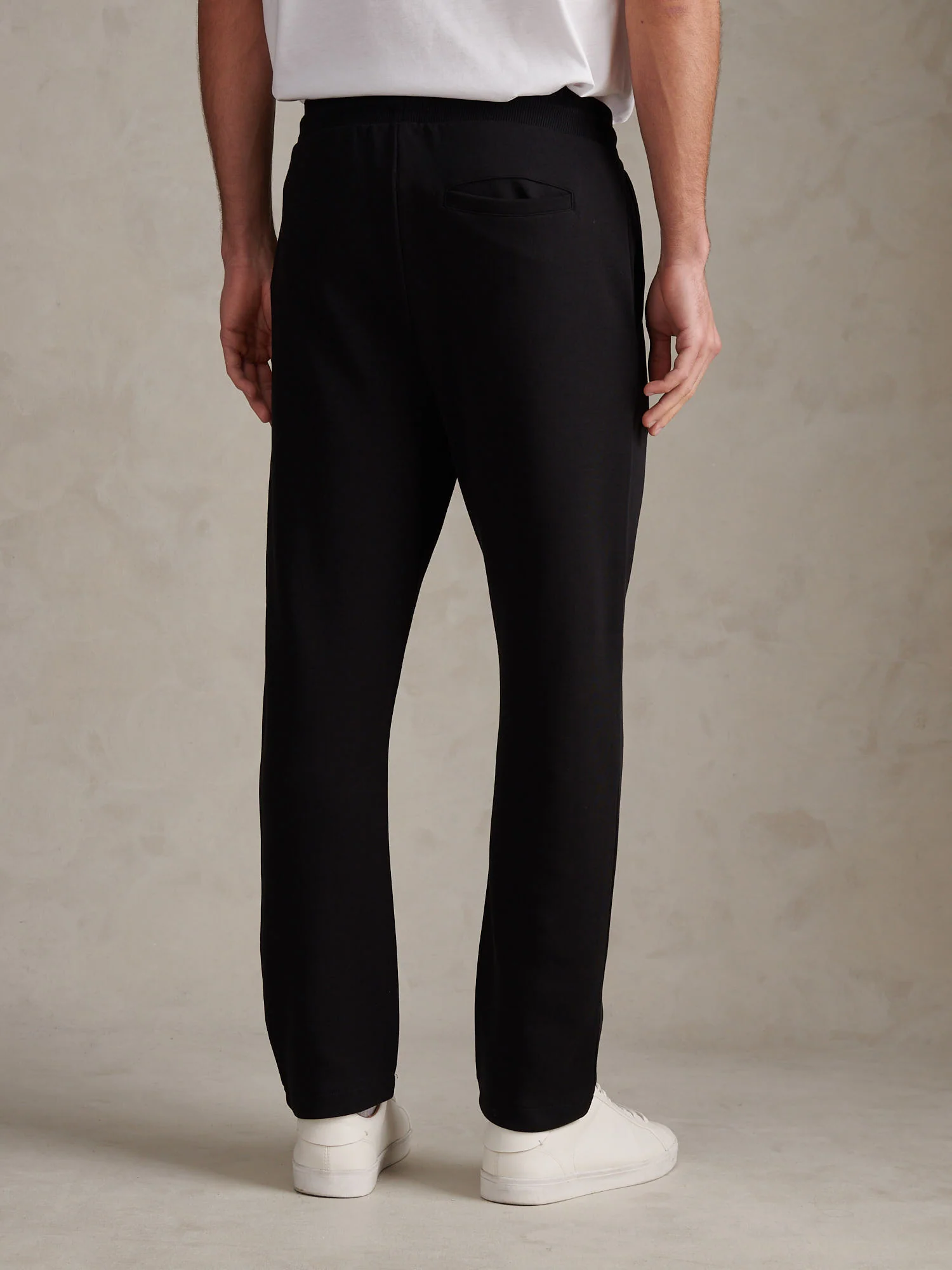 Mens Interlock Pintuck Joggers Black Bright White DHM - Image 4