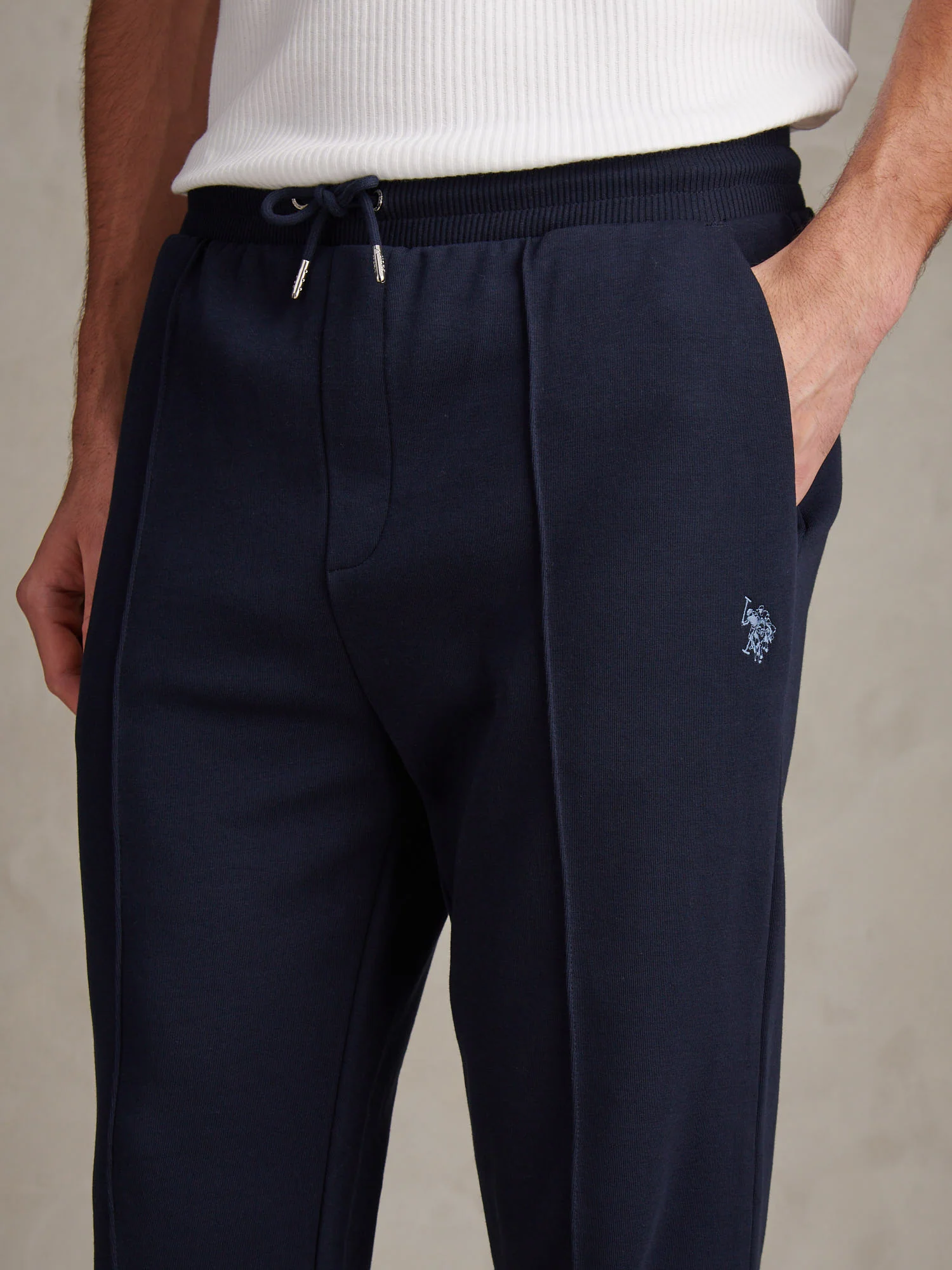Mens Interlock Pintuck Joggers Dark Sapphire Navy - Image 2