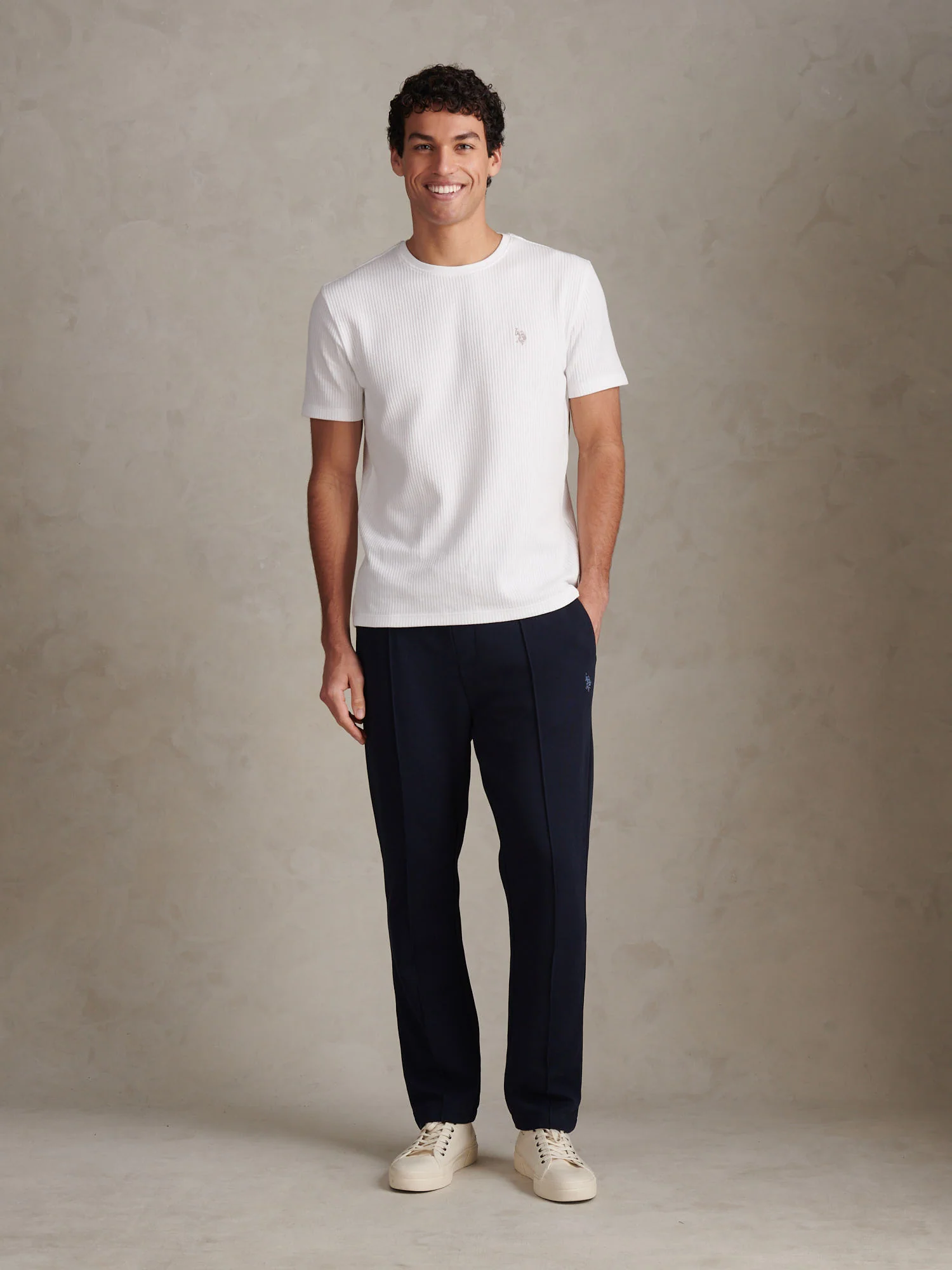 Mens Interlock Pintuck Joggers Dark Sapphire Navy - Image 3