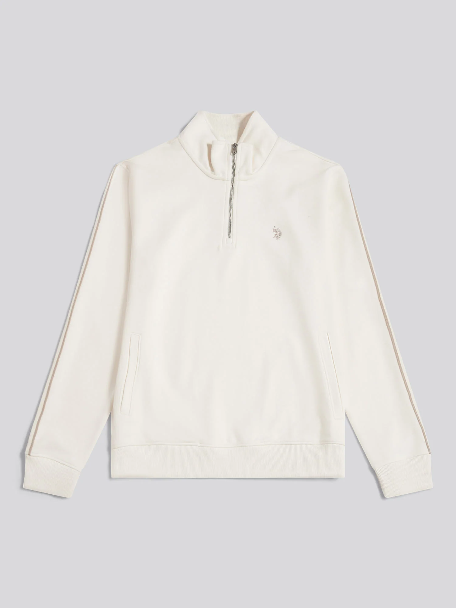 Mens Interlock Taped Funnel Sweatshirt Whisper White - Image 5