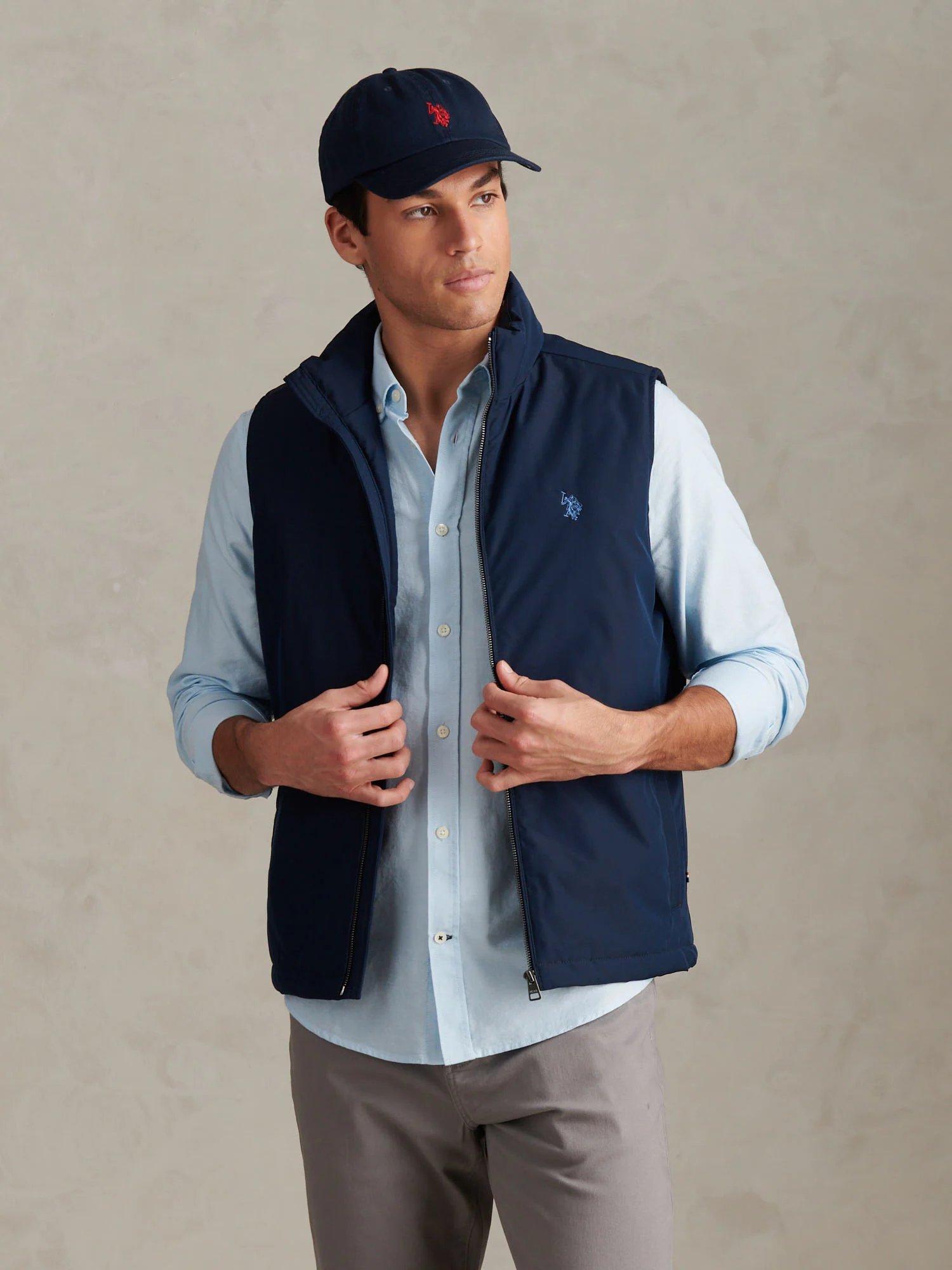 Mens Jersey Lined Quilted Gilet Dark Sapphire Navy / Moonlight Blue DHM