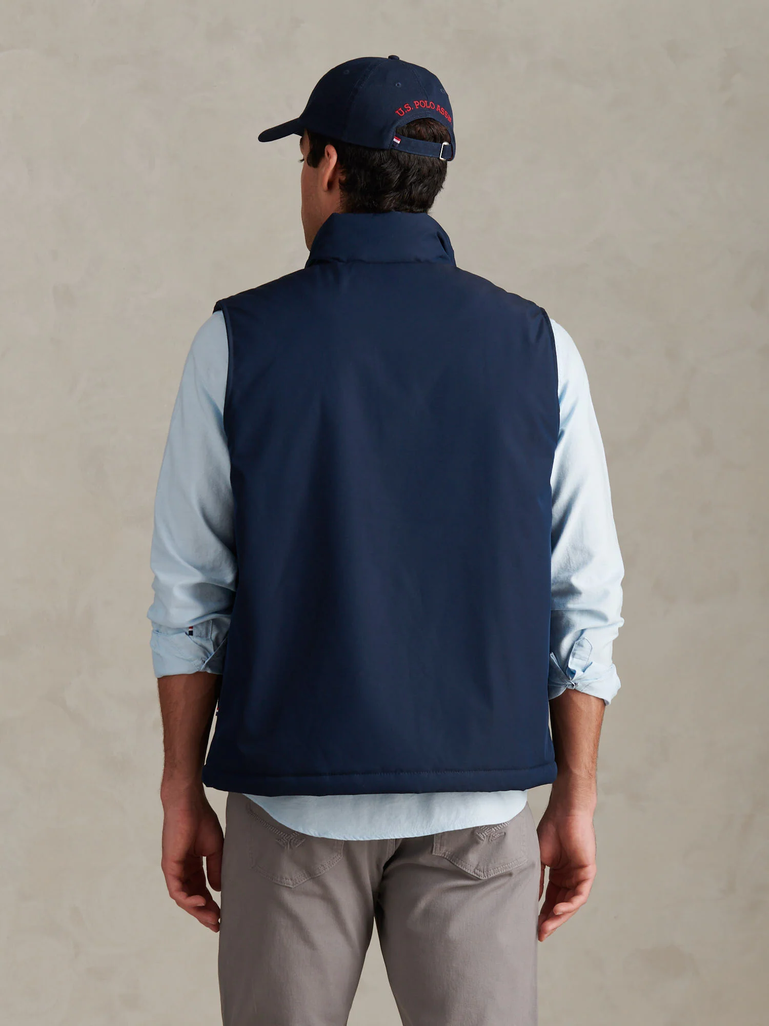 Mens Jersey Lined Quilted Gilet Dark Sapphire Navy / Moonlight Blue DHM - Image 4