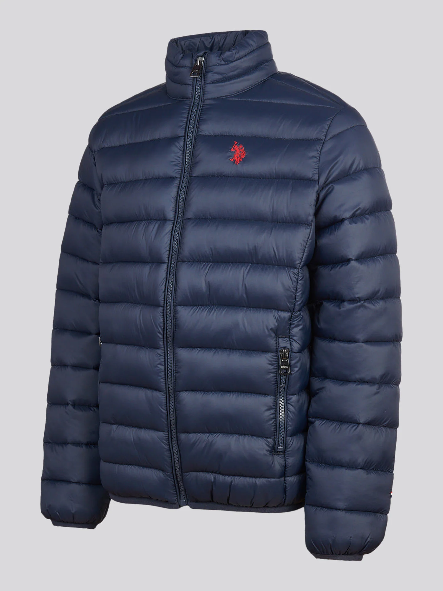 Boys Lightweight Quilted Jacket Dark Sapphire Navy / Haute Red DHM - Image 6