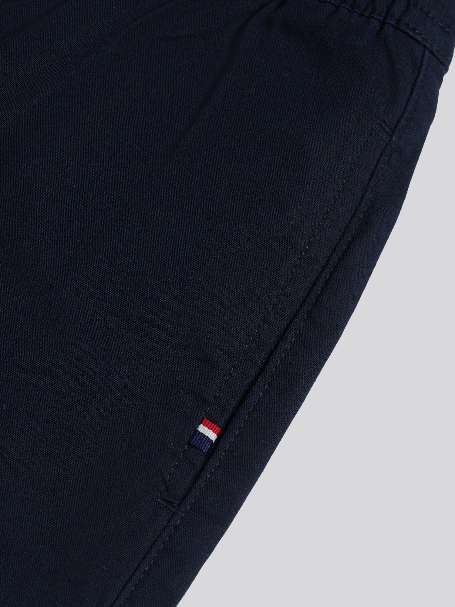 Mens Linen Blend Drawstring Trousers Dark Sapphire Navy / Haute Red DHM - Image 4