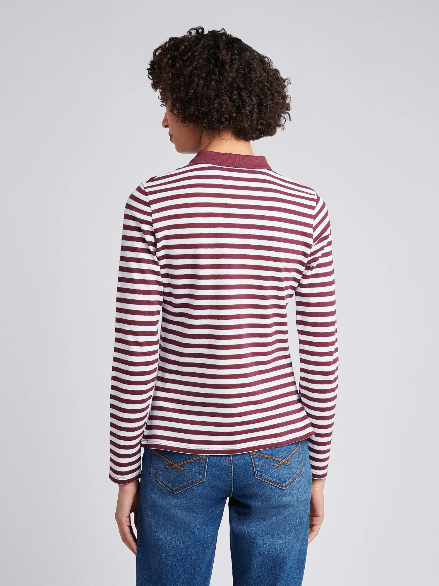 LS Stripe Contrast Kołnierz Polo Koszulka - Image 4