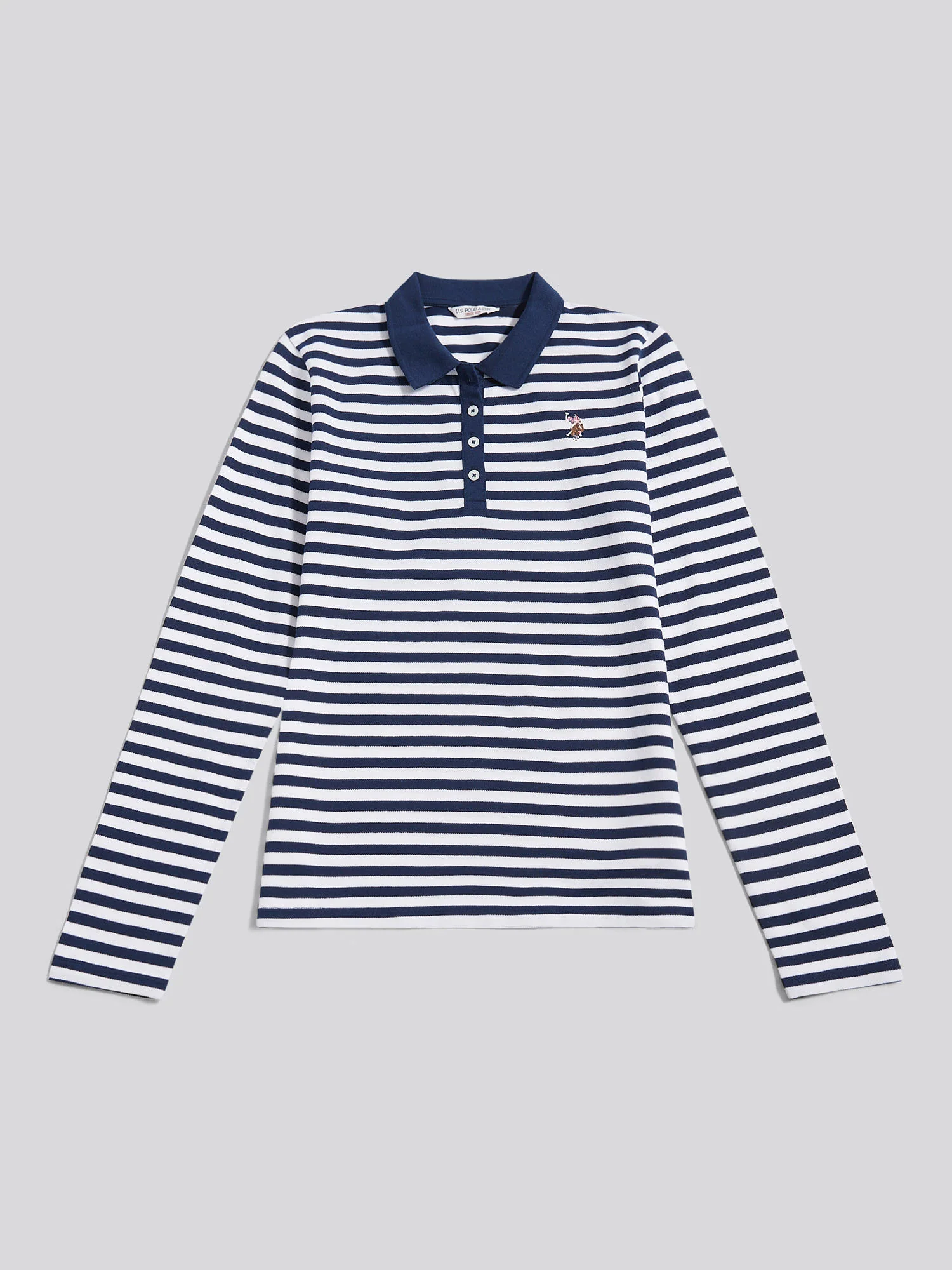 LS Stripe Contrast Kołnierz Polo koszulka granatowa tęczówka - Image 5