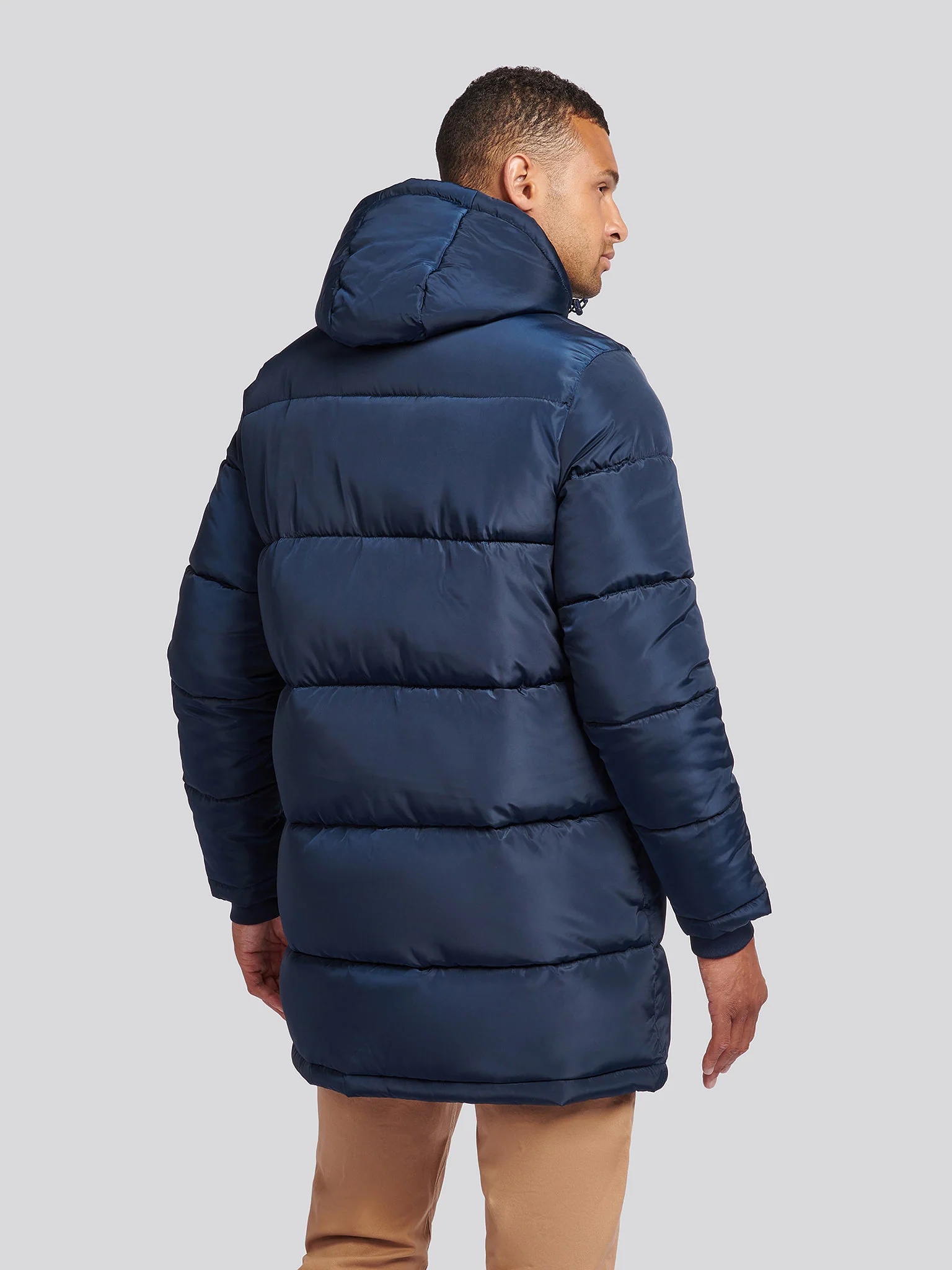 Męska klasyczna Longline Puffer Kurtka w ciemnym szafirowym granatowym - Image 3