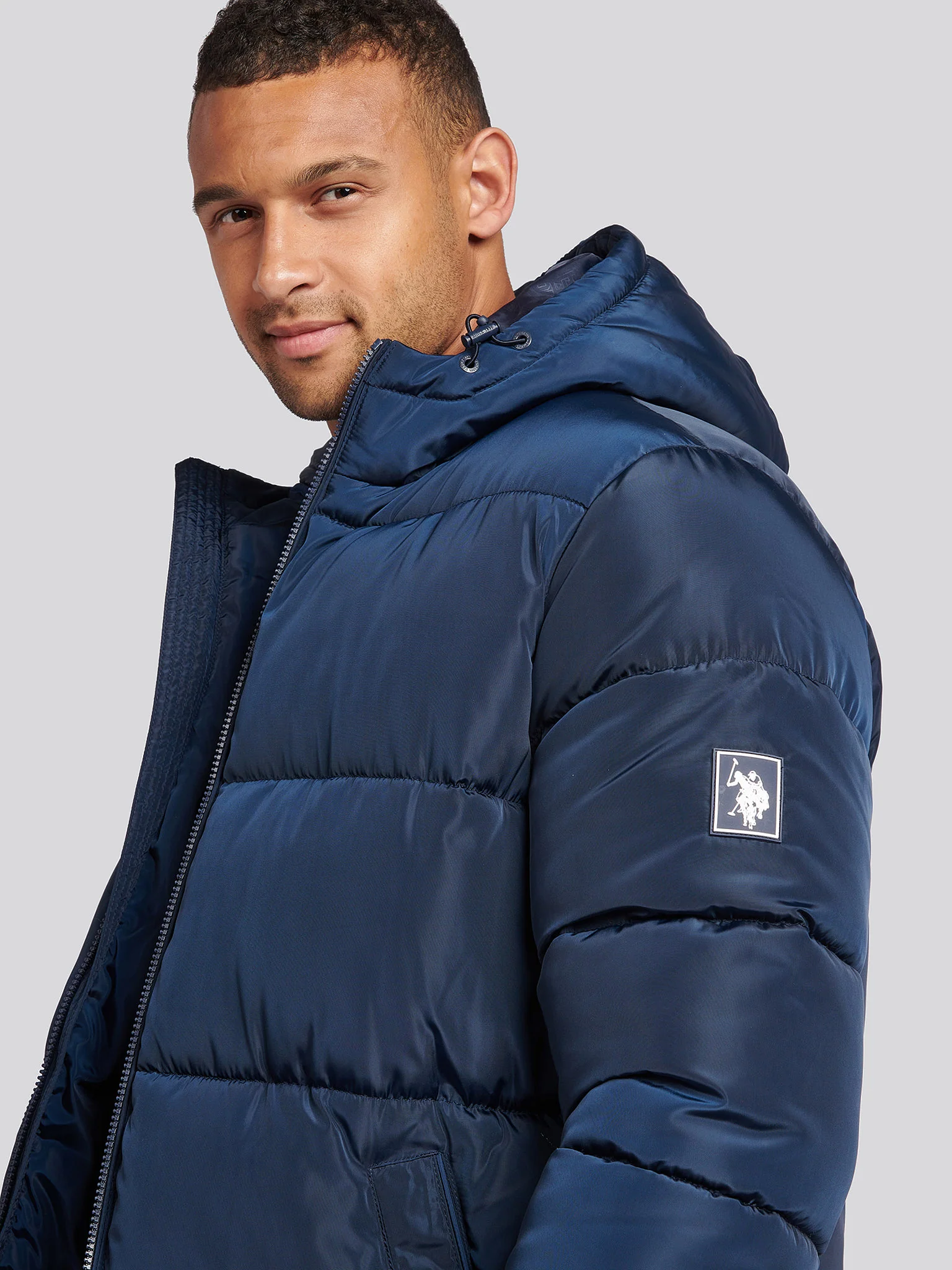 Męska klasyczna Longline Puffer Kurtka w ciemnym szafirowym granatowym - Image 4