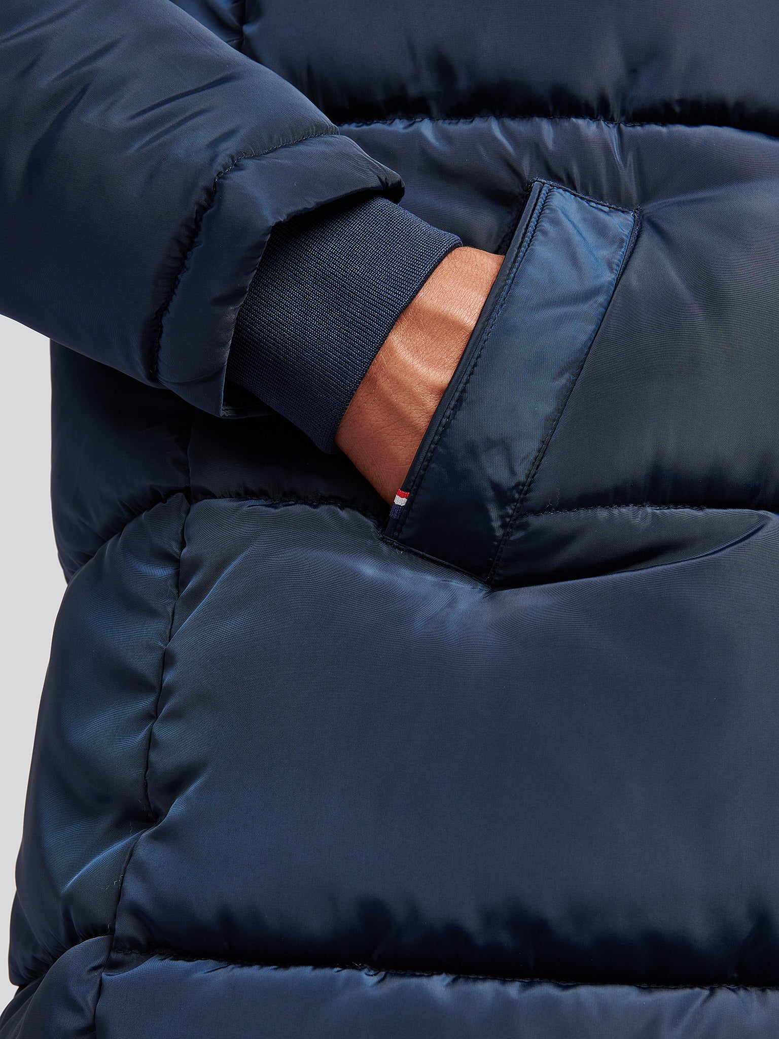 Męska klasyczna Longline Puffer Kurtka w ciemnym szafirowym granatowym - Image 6