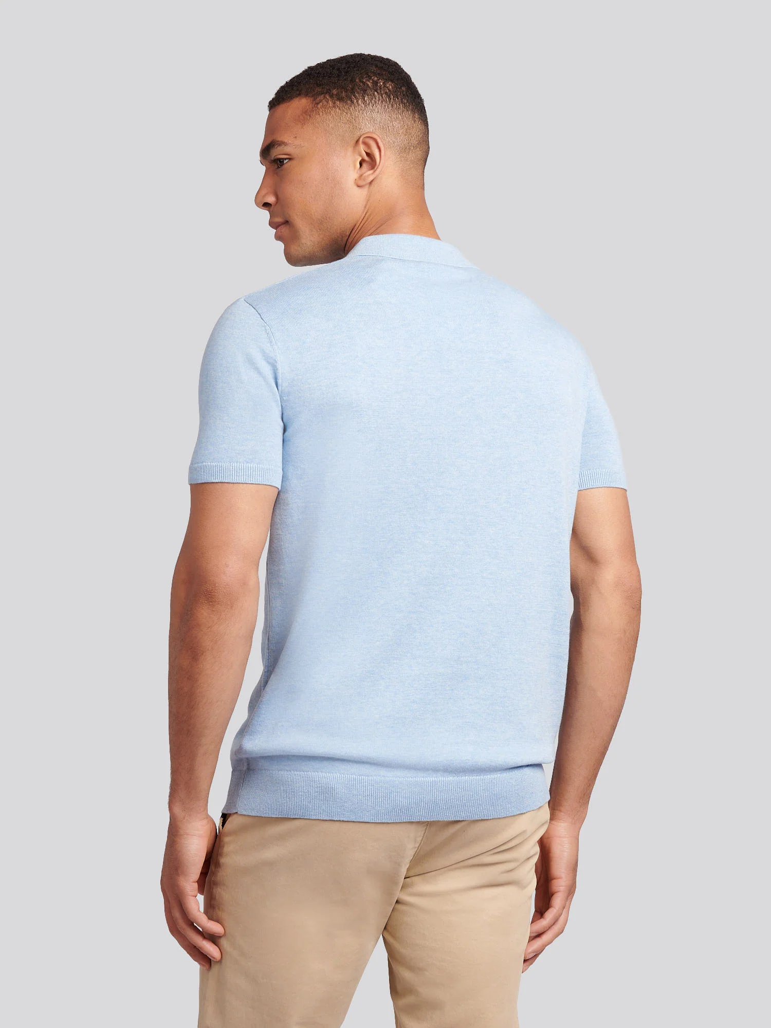Mens Combed Cotton Polo Shirt Parisian Blue Marl - Image 4
