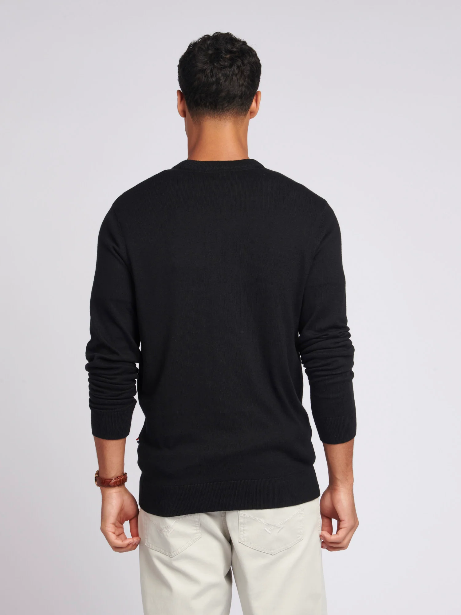 Mens Cotton Crewneck w czarnym jasnym białym DHM - Image 4