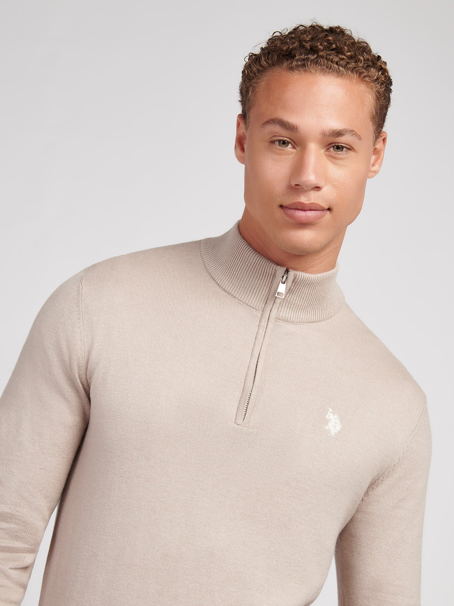 Męskie bawełniane lejek szyi 1/4 zip w atmosferze - Image 2
