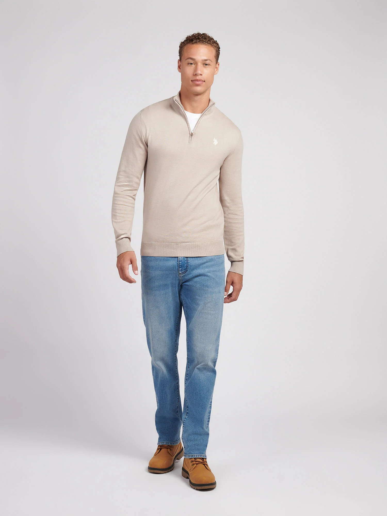Męskie bawełniane lejek szyi 1/4 zip w atmosferze - Image 3