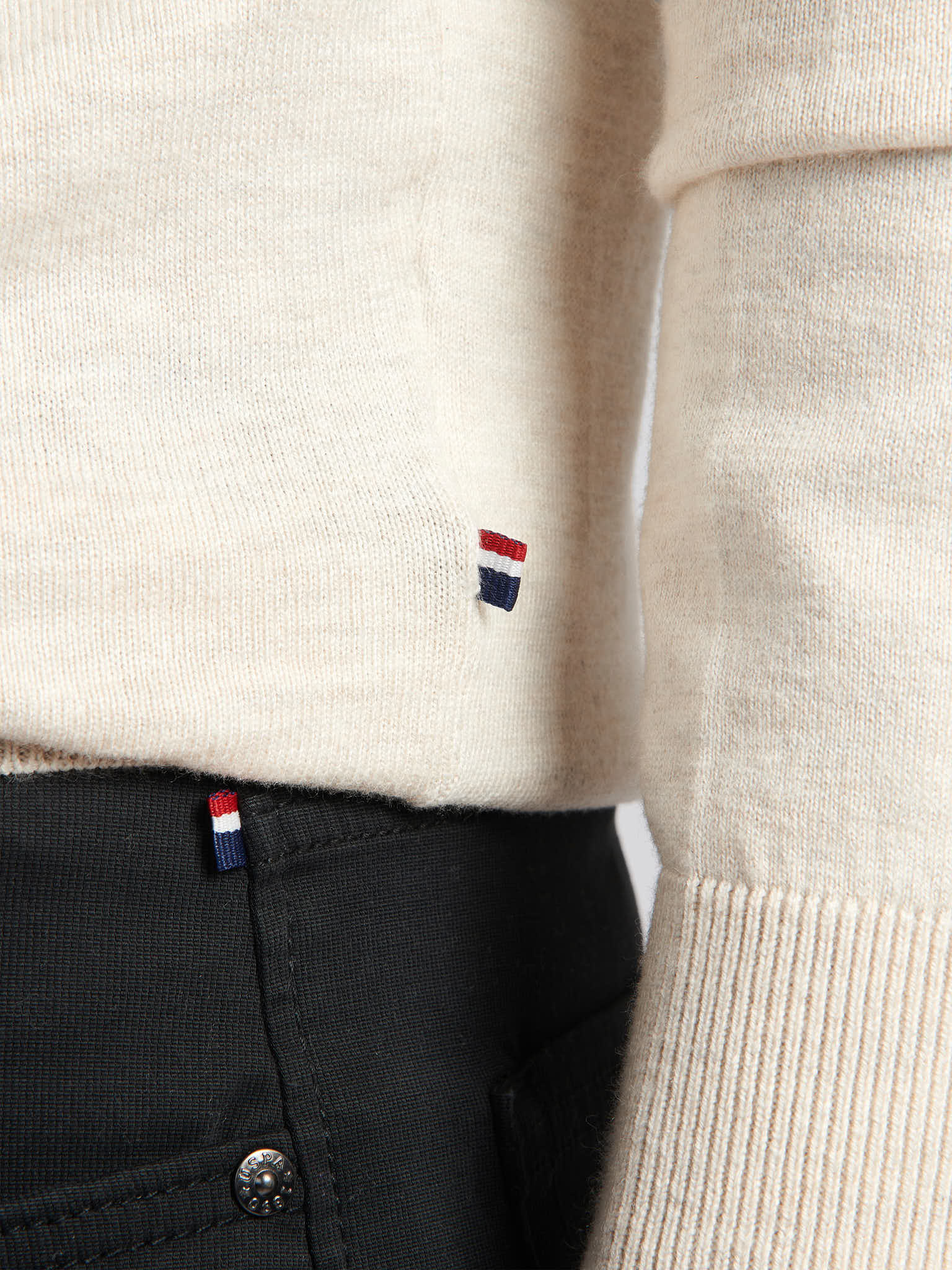 Męski bawełniany lejek szyja 1/4 zip dzianina w brzozowej margle - Image 5