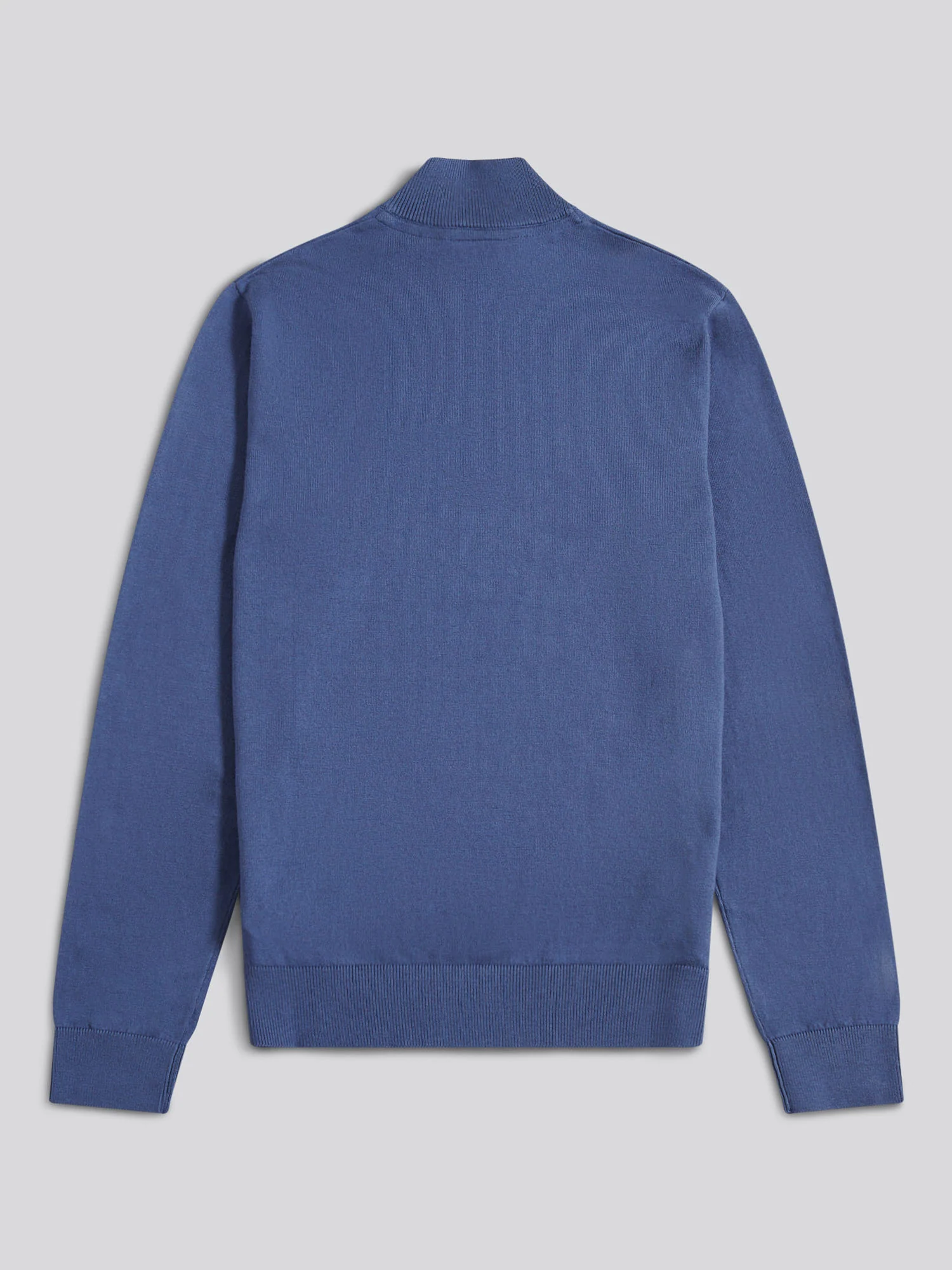 Męski bawełniany lejek szyja 1/4 zip dzianina w vintage Indigo - Image 6