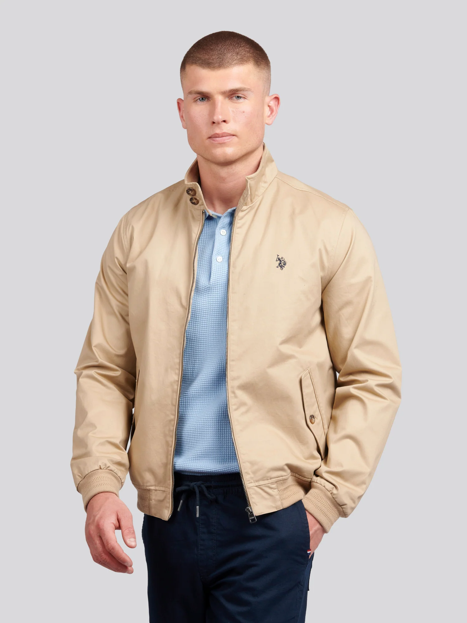 Mens Cotton Twill Harrington Kurtka w kukurydzy