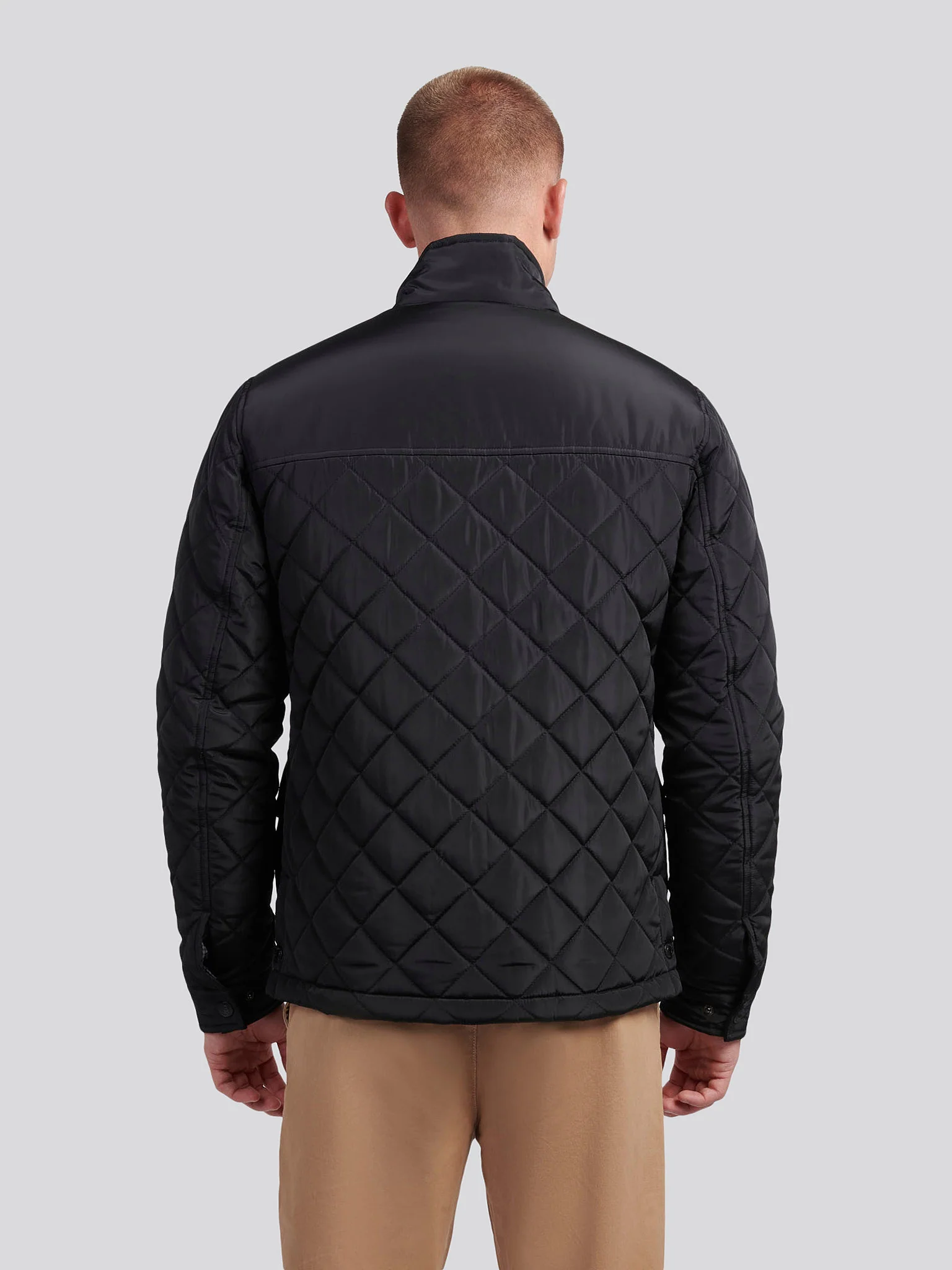 Mens Diamond Quilded Kurtka lejka w kolorze czarnym - Image 4