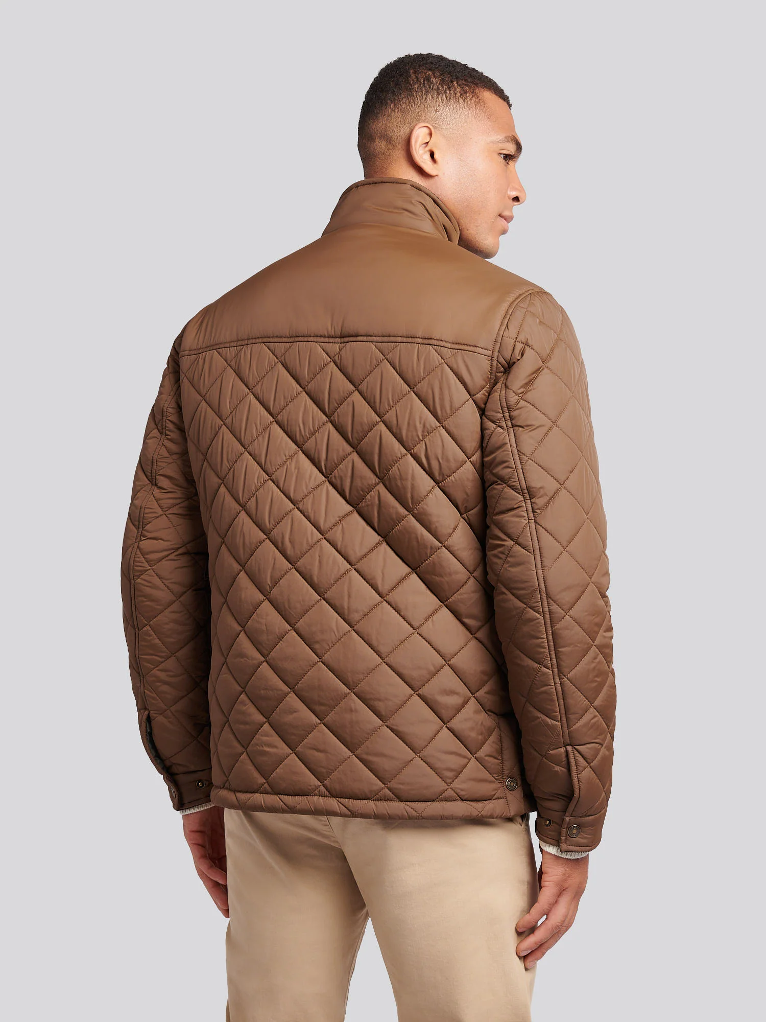 Mens Diamond Quilded Minking Kurtka w kakao - Image 4