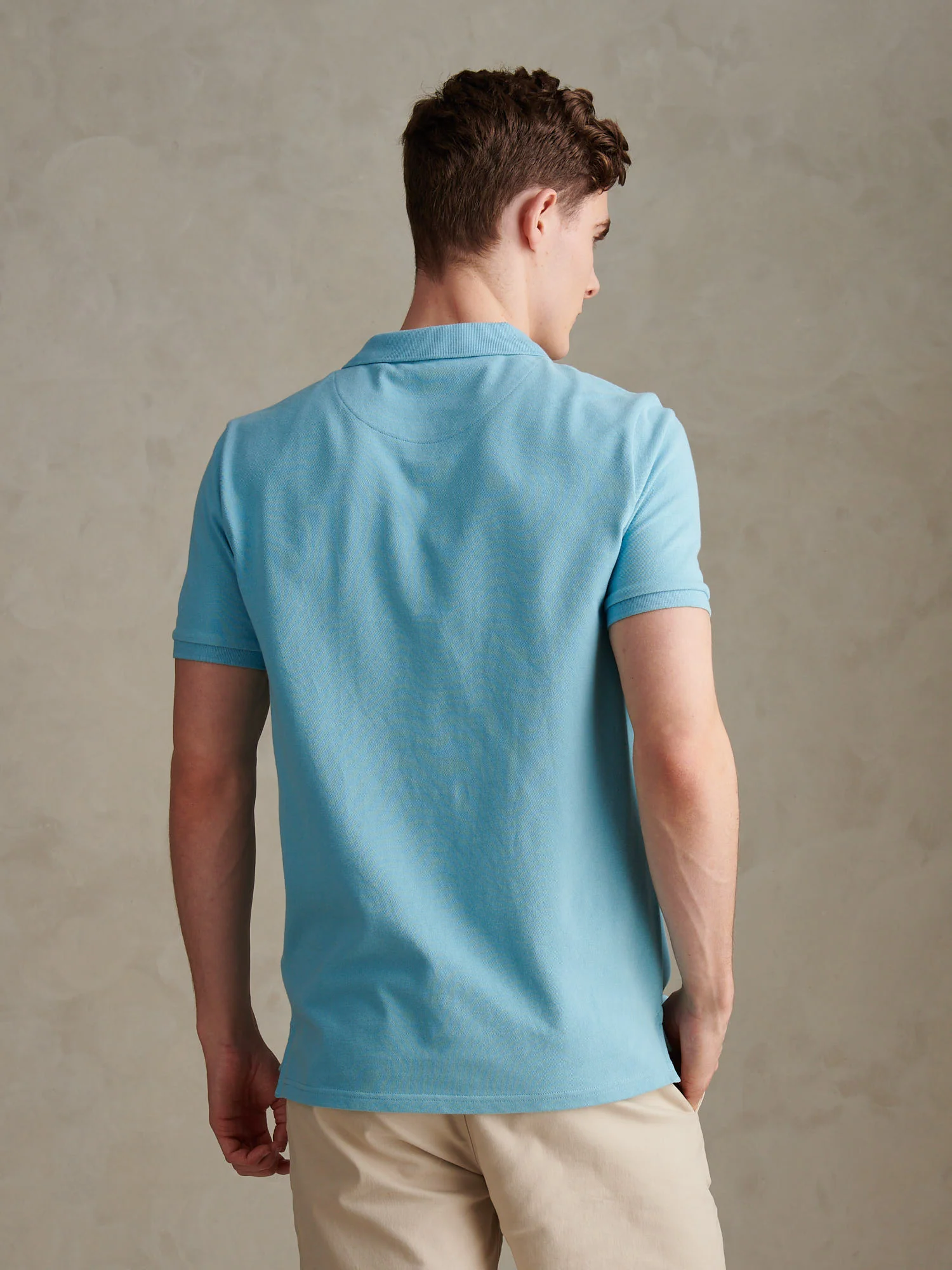 Mens Pique Polo Shirt Air Blue - Image 4