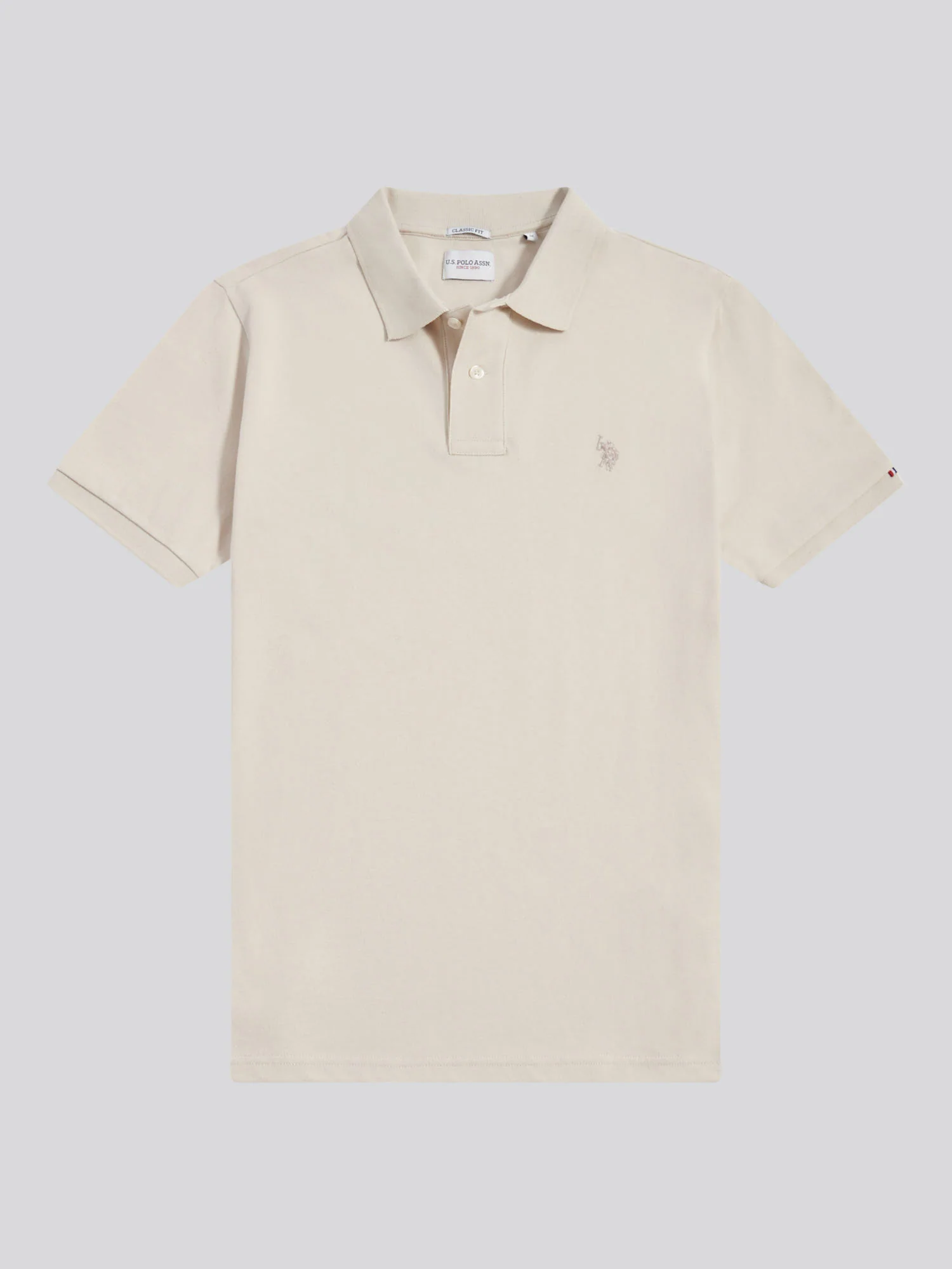 Mens Pique Polo Shirt Beige - Image 5