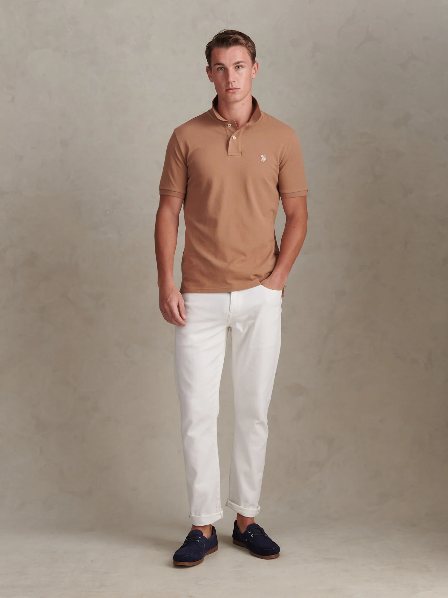 Mens Pique Polo Shirt Burro - Image 3