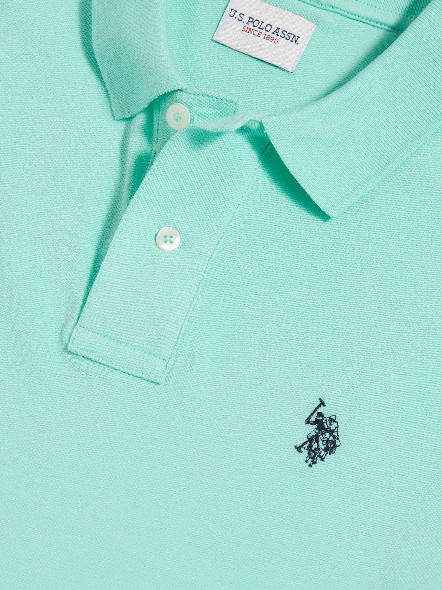 Mens Pique Polo Shirt Ice Green - Image 3