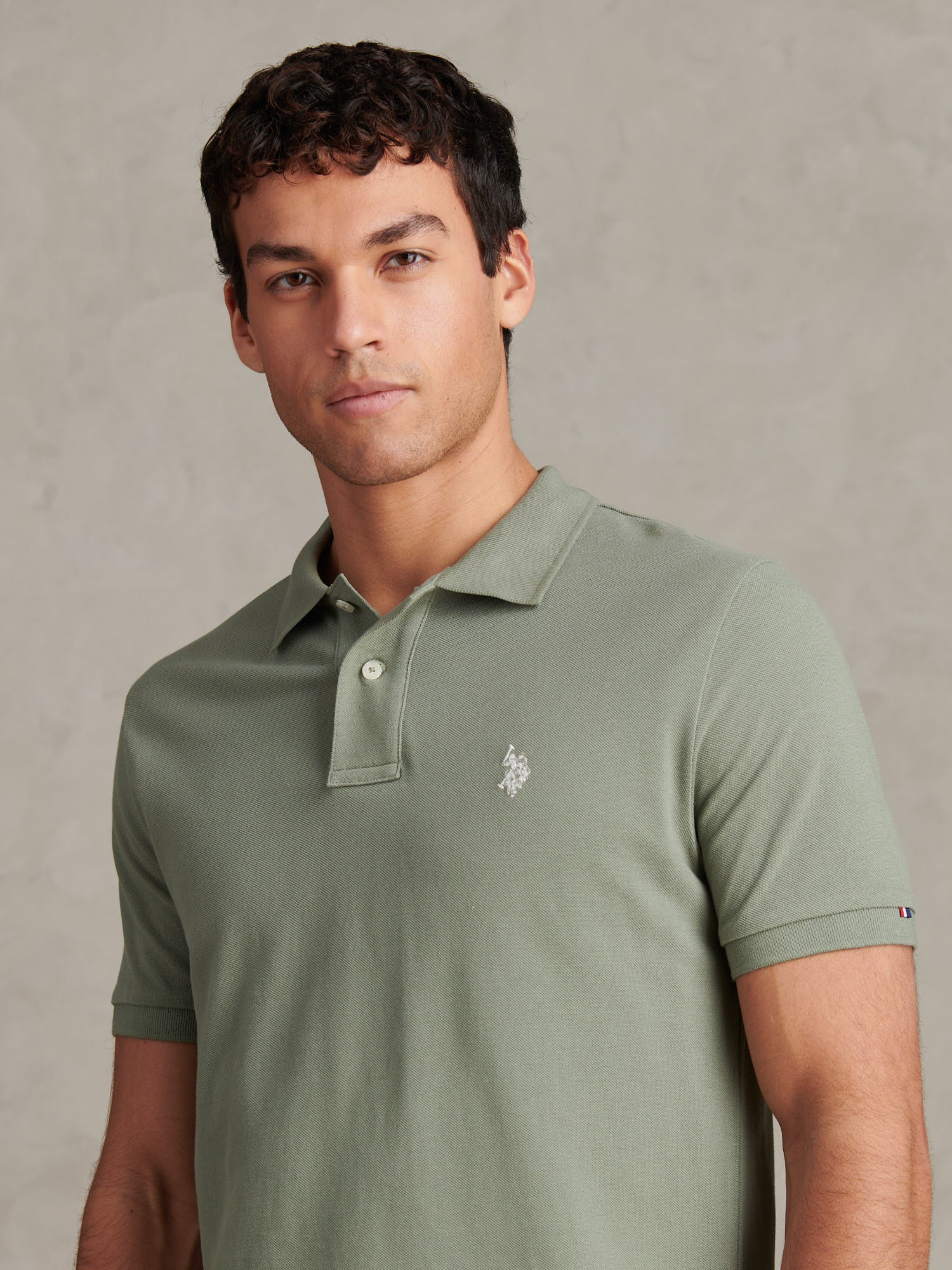 Mens Pique Polo Shirt Sea Spray - Image 2