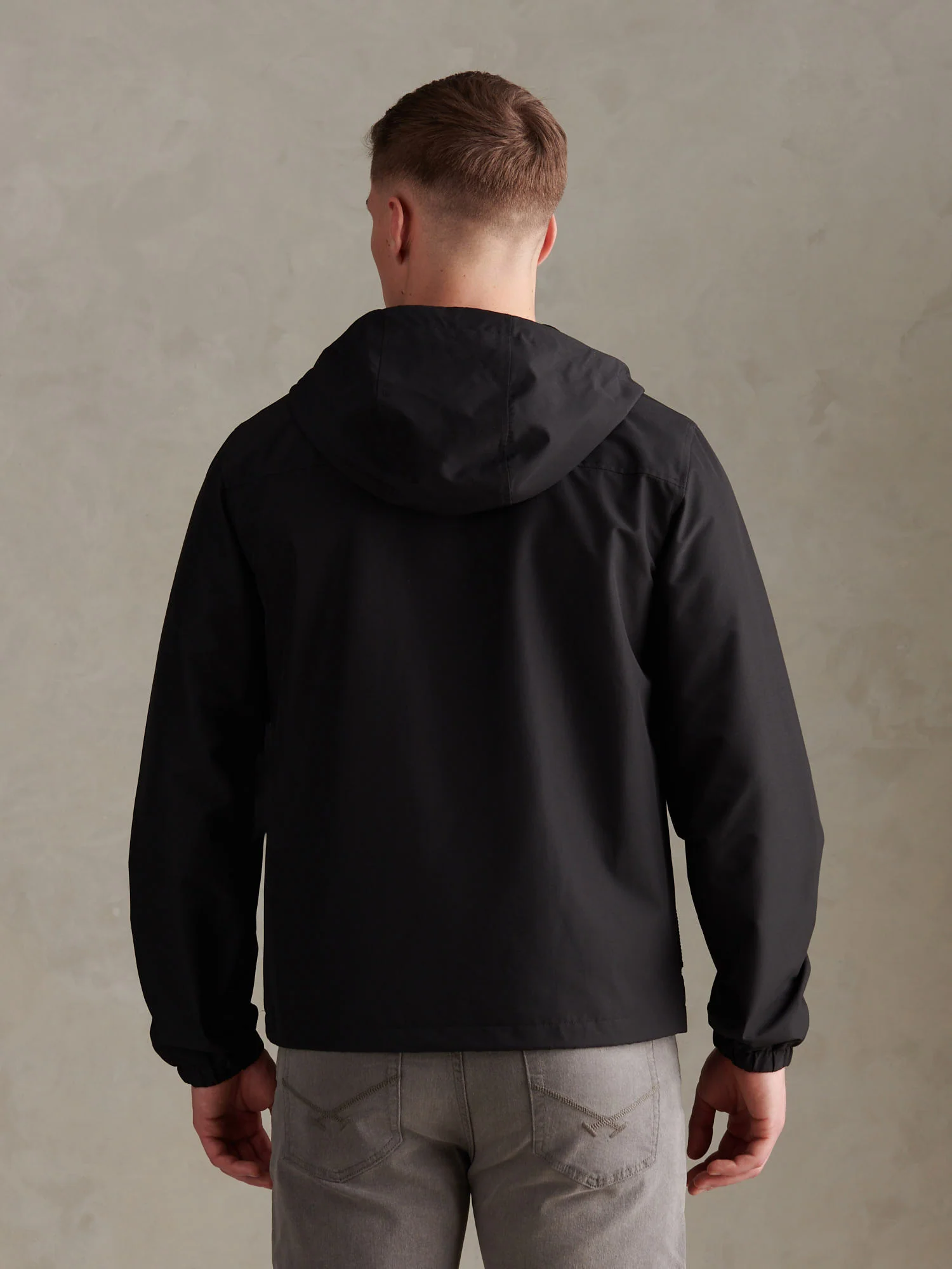 Mens Hooded Windbreaker Black Bright White DHM - Image 4