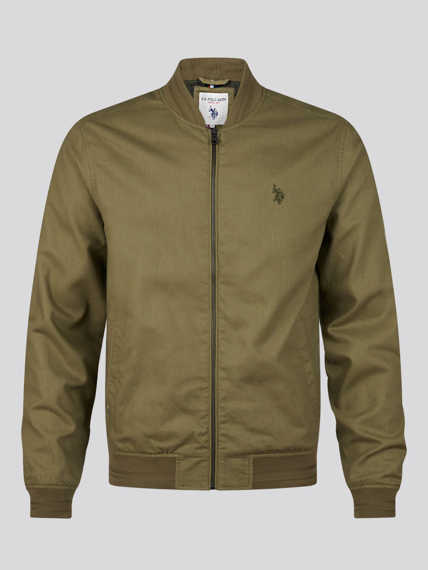 Mens Linen Blend Classic Bomber Deep Lichen Green - Image 6