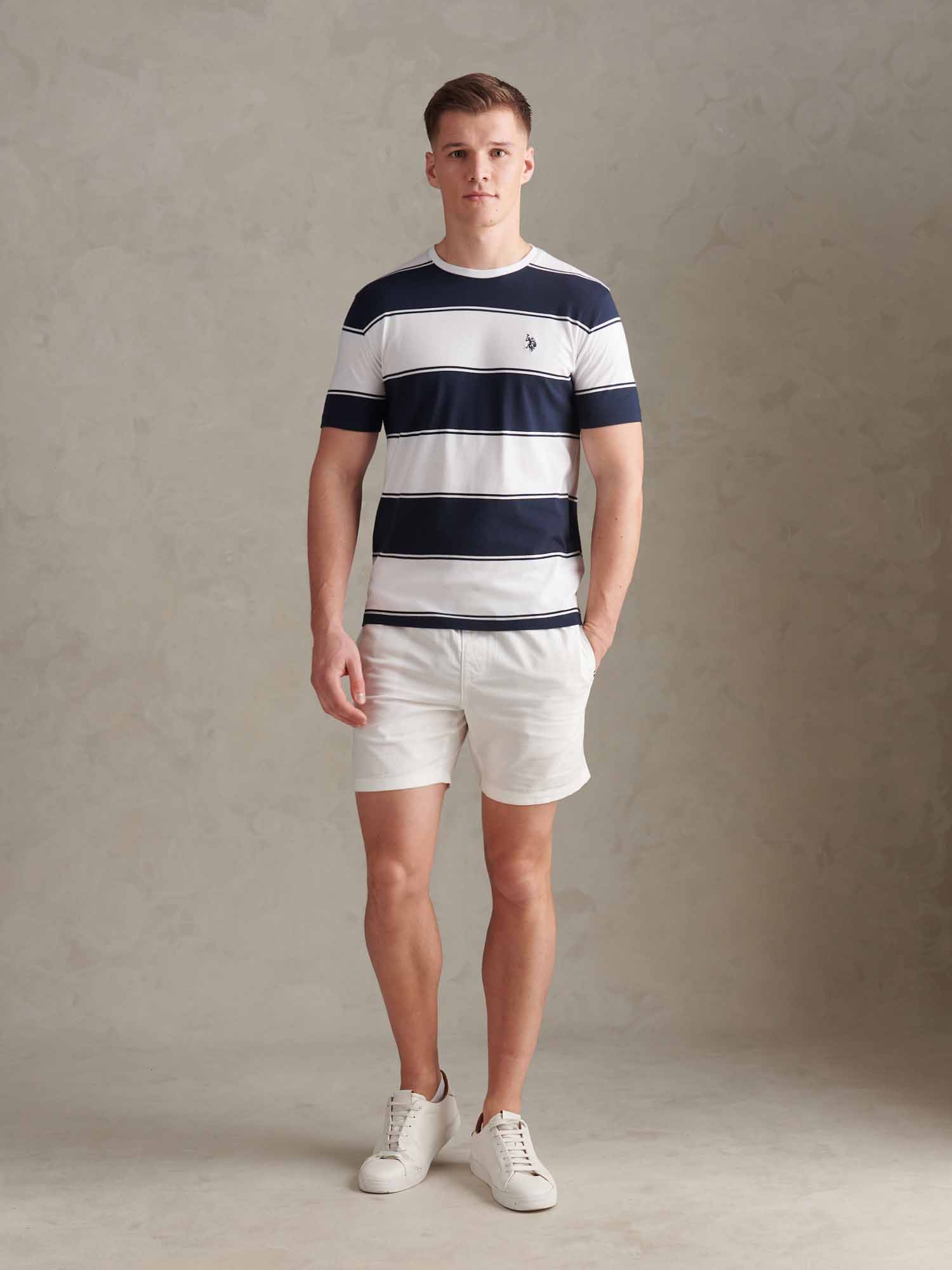 Mens Linen Blend Deck Shorts Bright White - Image 2