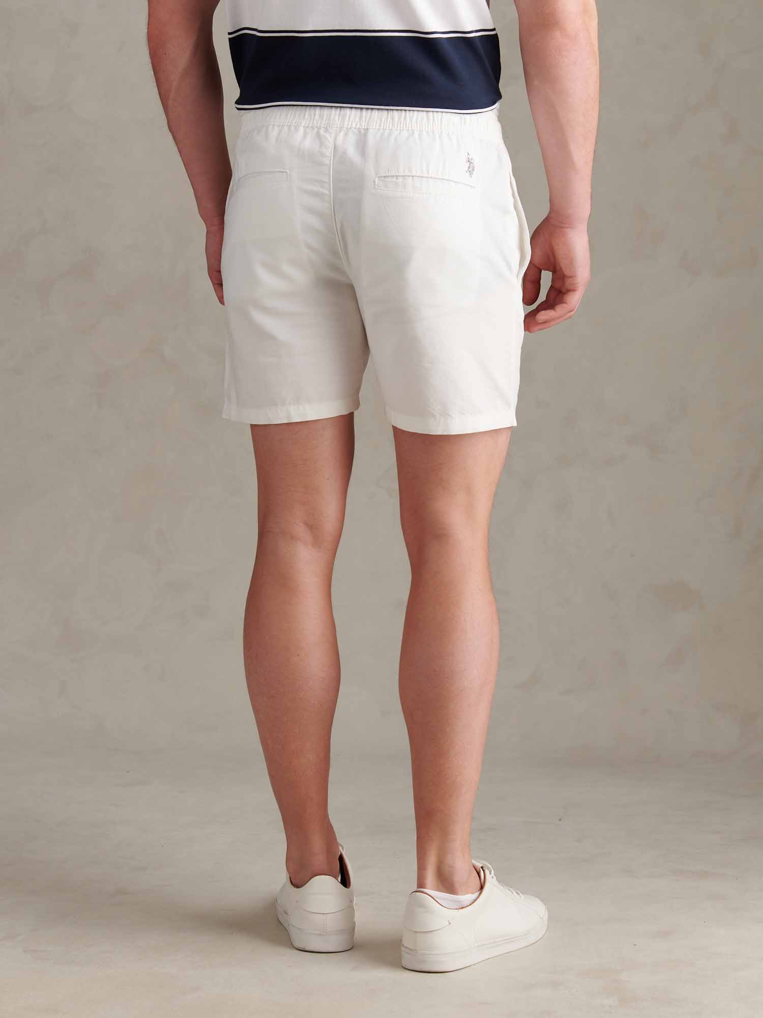 Mens Linen Blend Deck Shorts Bright White - Image 4