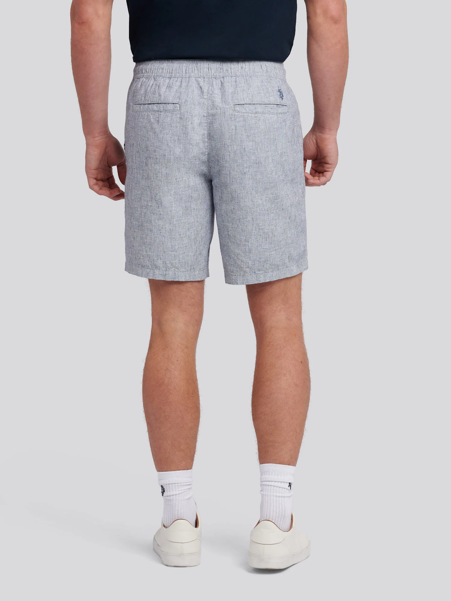 Mens Linen Blend Shortstring w ciemnym szafirowym granatowym/księżycowym niebieskim DHM - Image 4