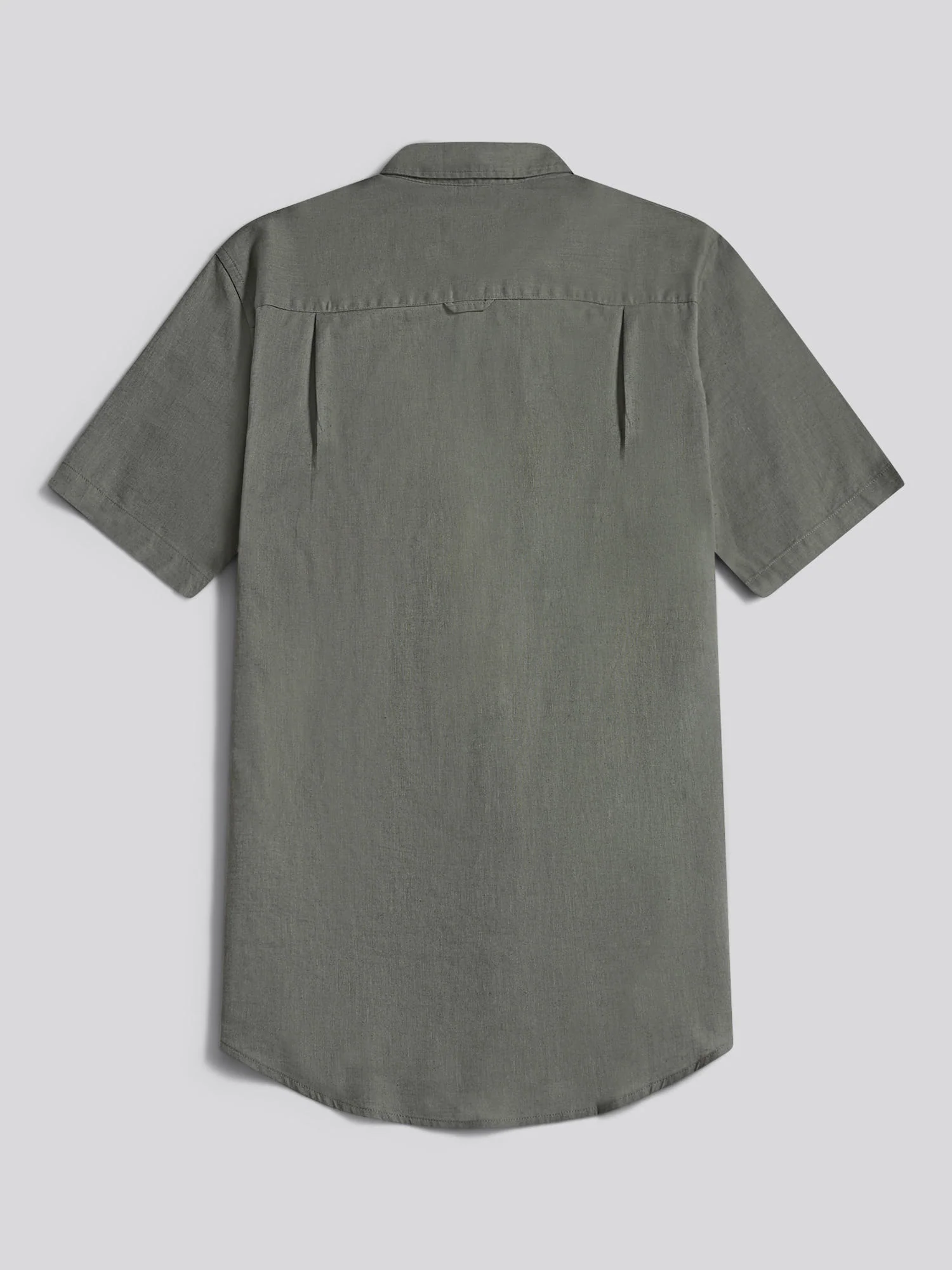 Mens Linen Blend Short Sleeve Shirt Mulled Basil - Image 2