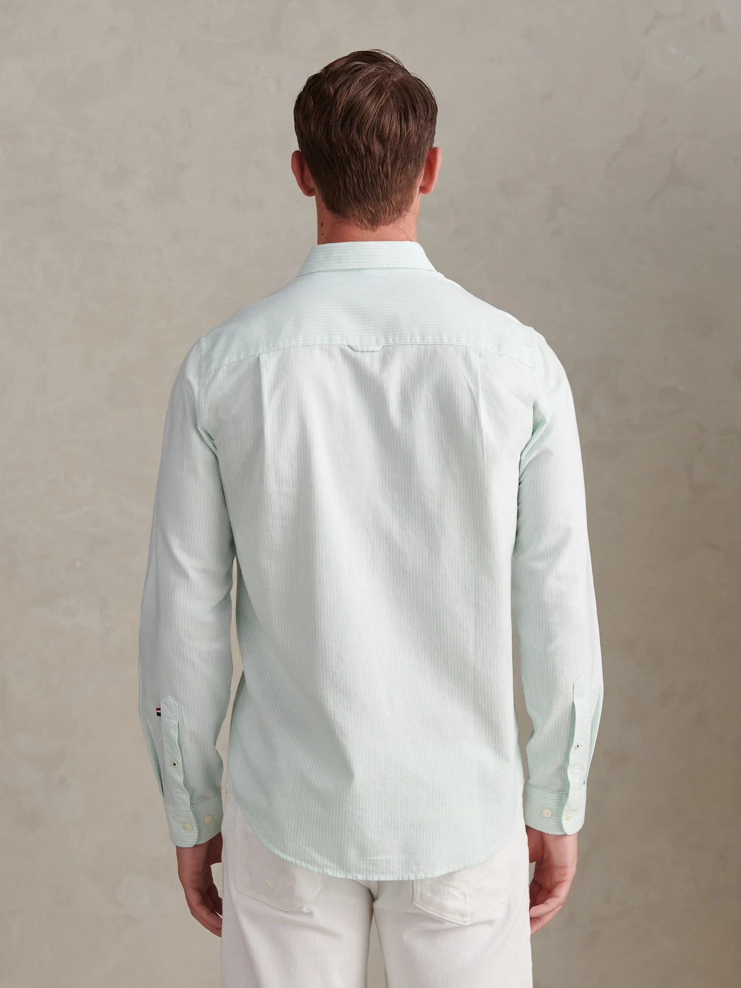 Mens Oxford Stripe  Shirt Ice Green - Image 4