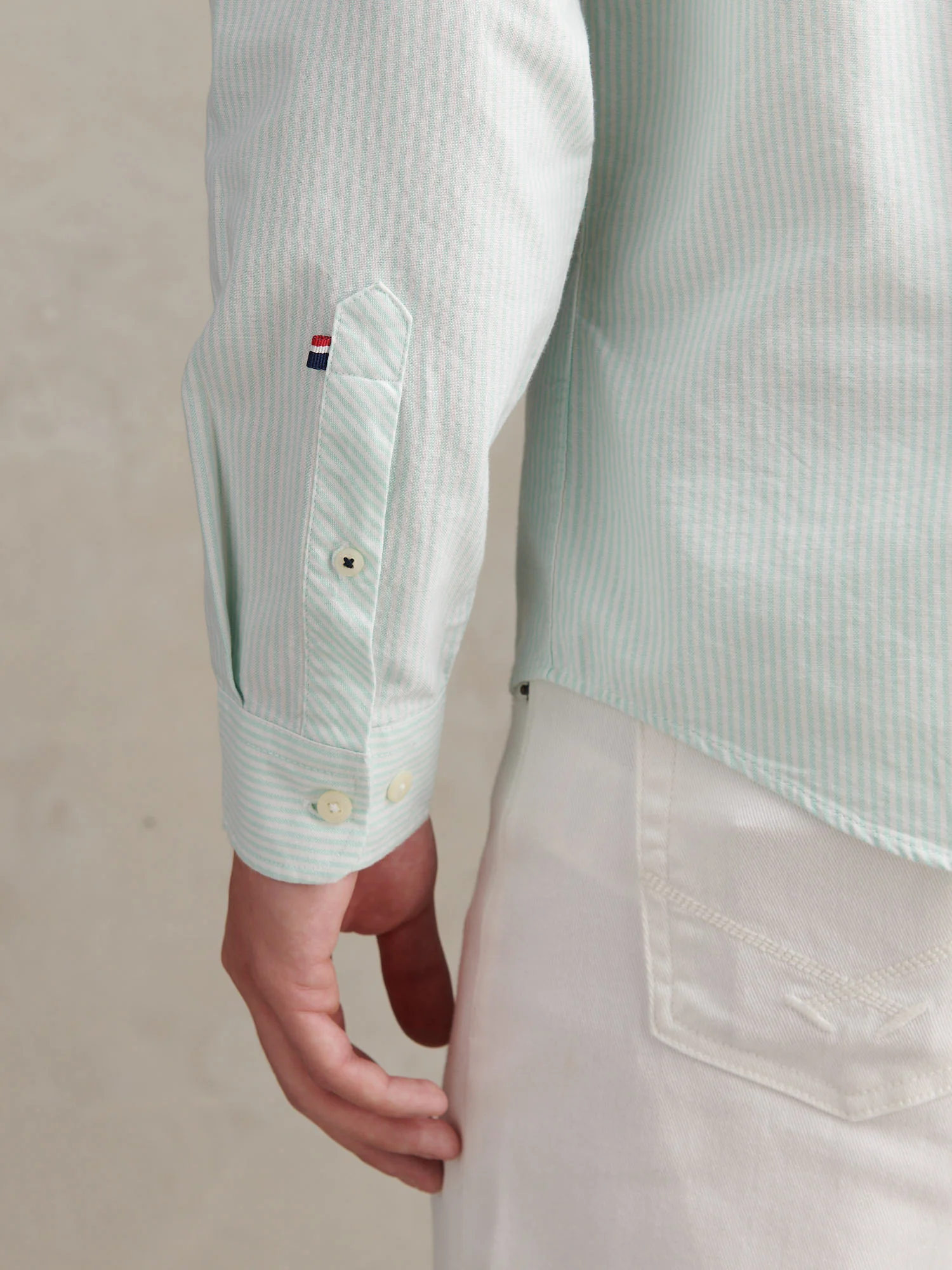 Mens Oxford Stripe  Shirt Ice Green - Image 5