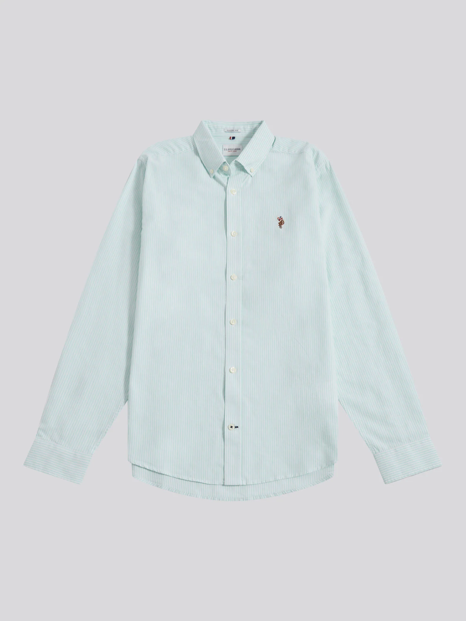 Mens Oxford Stripe  Shirt Ice Green - Image 7