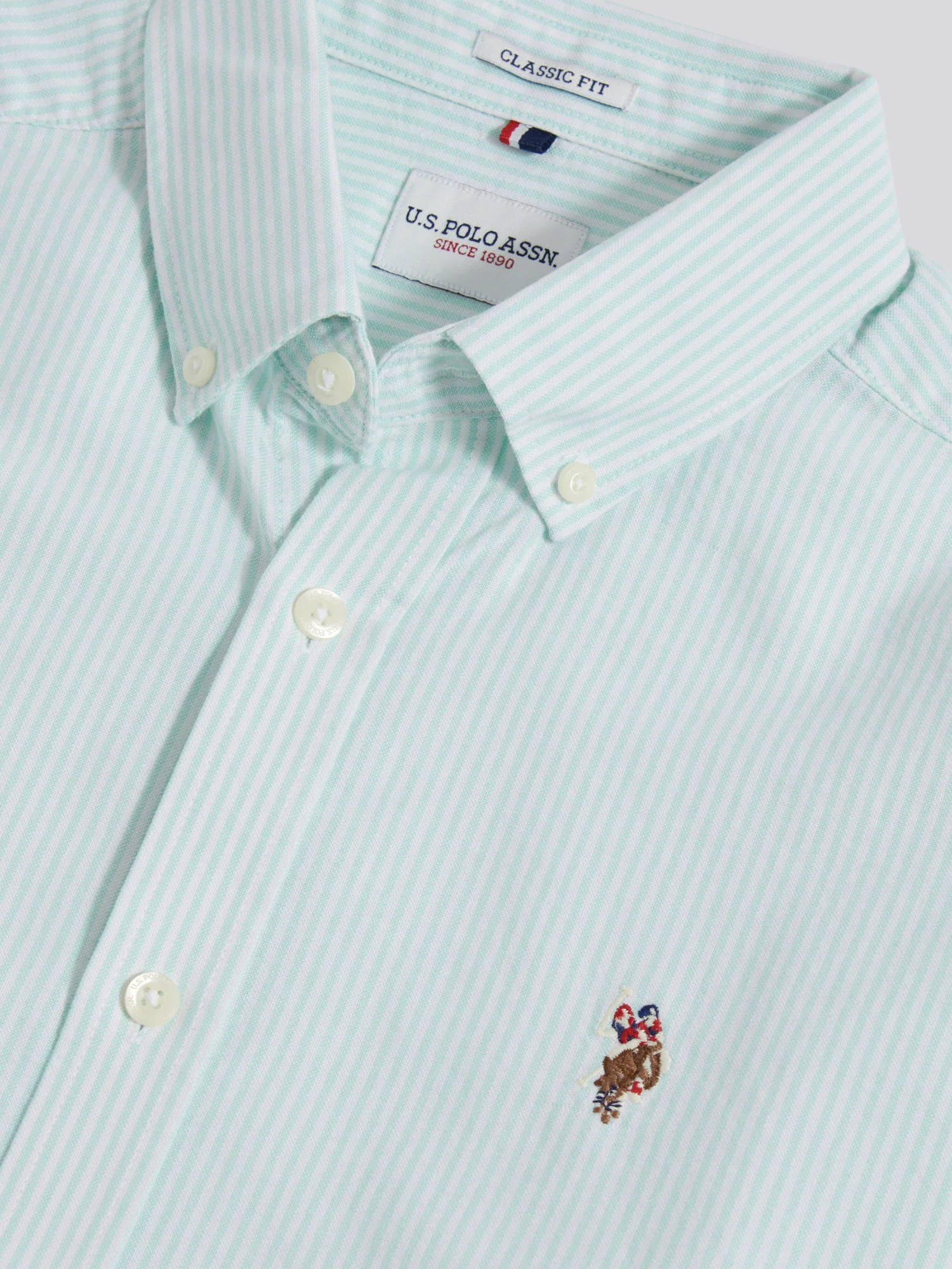 Mens Oxford Stripe  Shirt Ice Green - Image 9