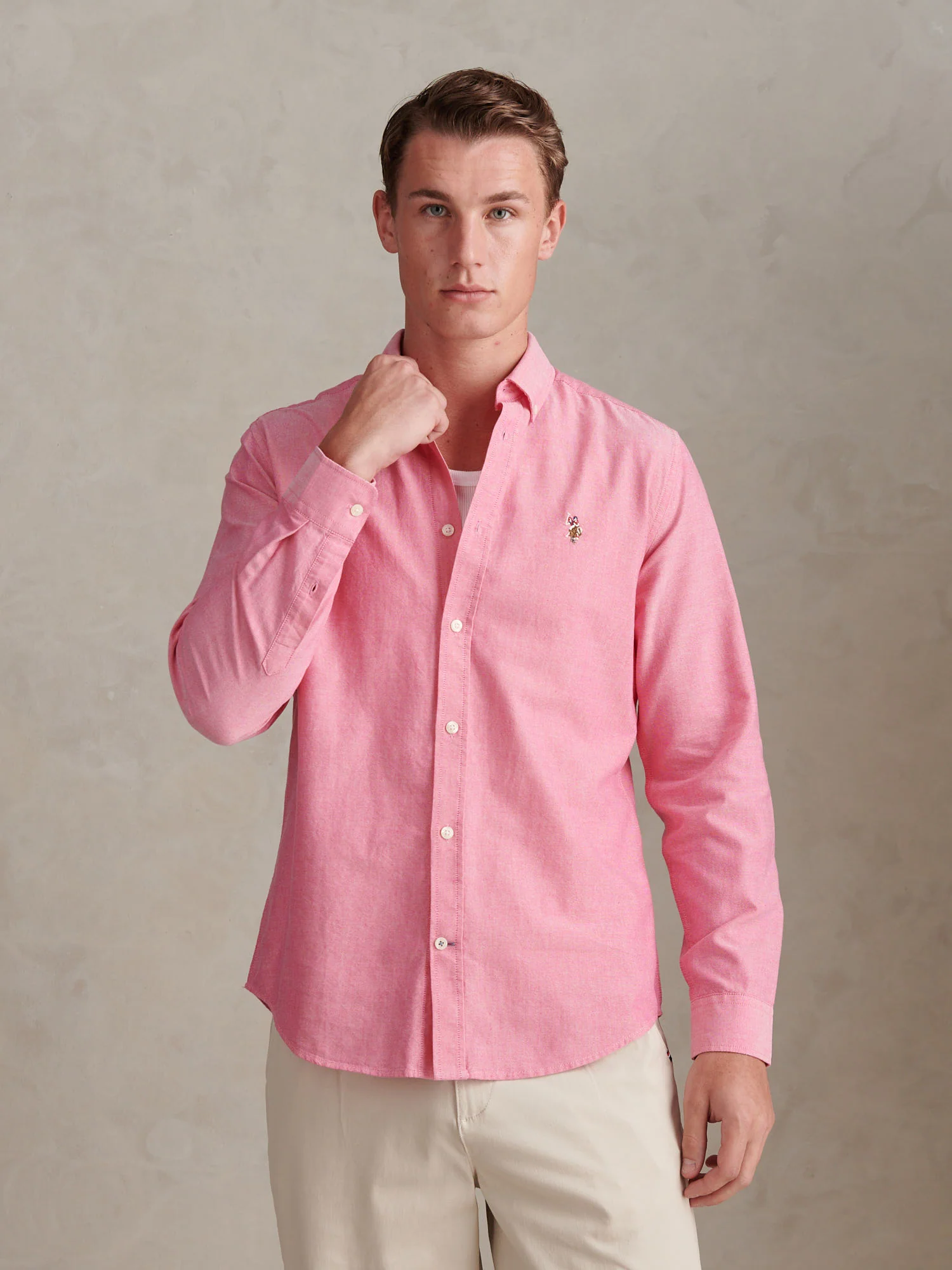 Mens Peached Oxford Shirt Chateau Rose - Image 6
