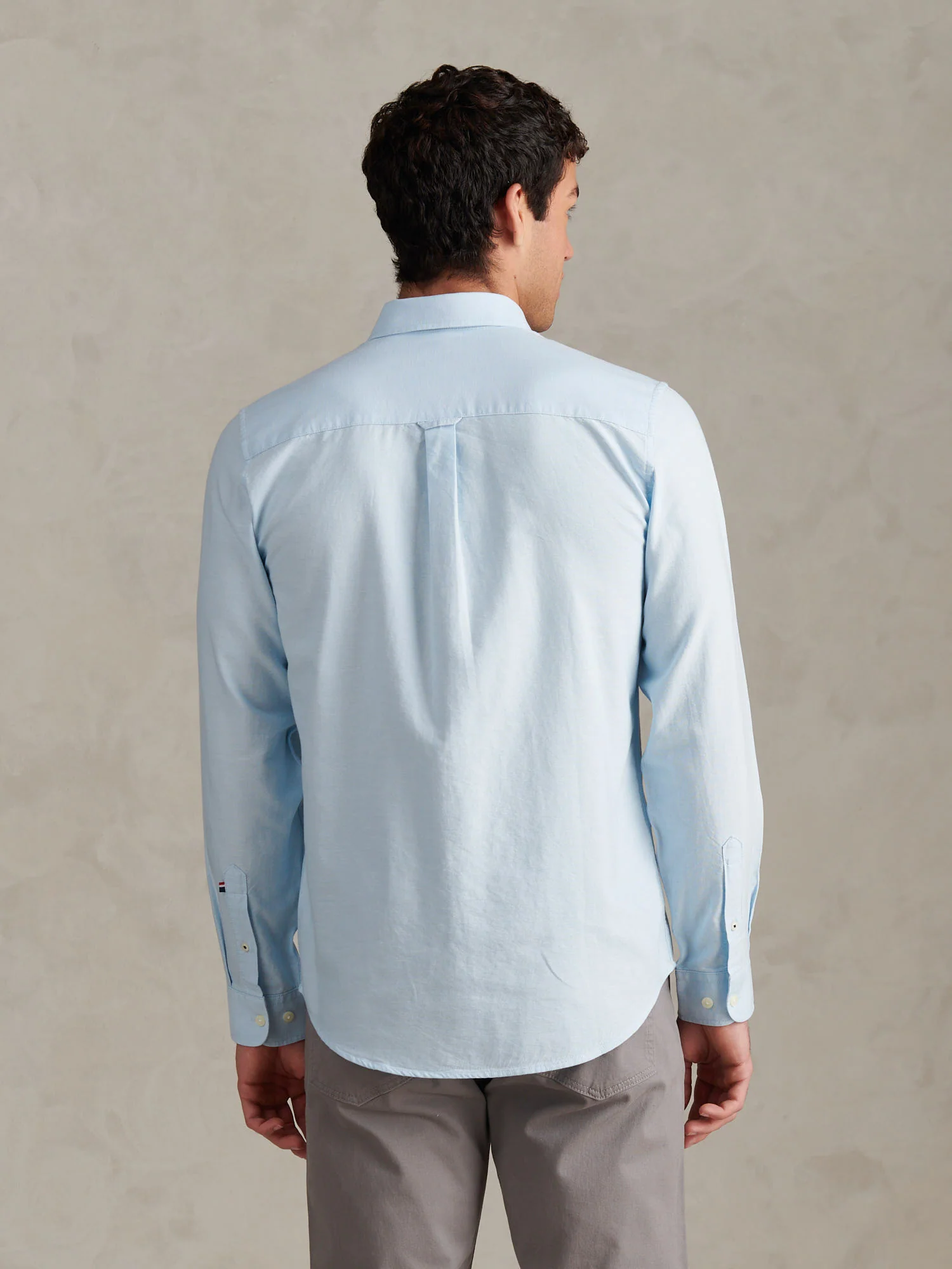 Mens Peached Oxford Shirt Ice Blue - Image 4