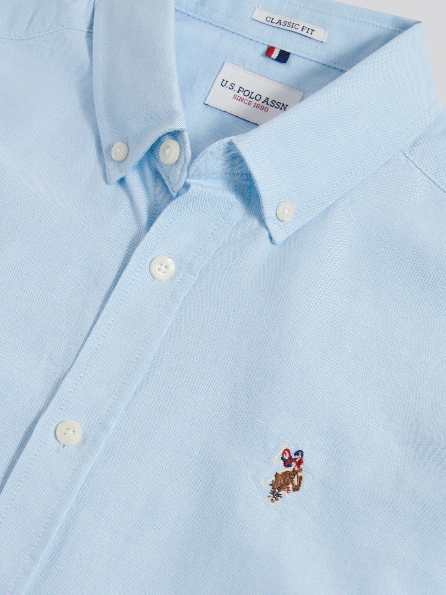 Mens Peached Oxford Shirt Ice Blue - Image 7