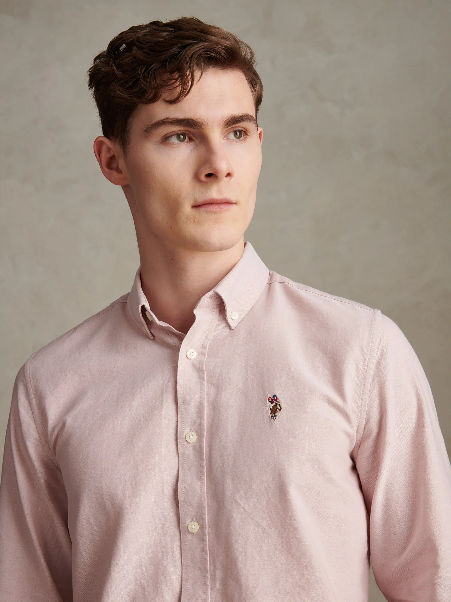 Mens Peached Oxford Shirt Sepia Rose - Image 2