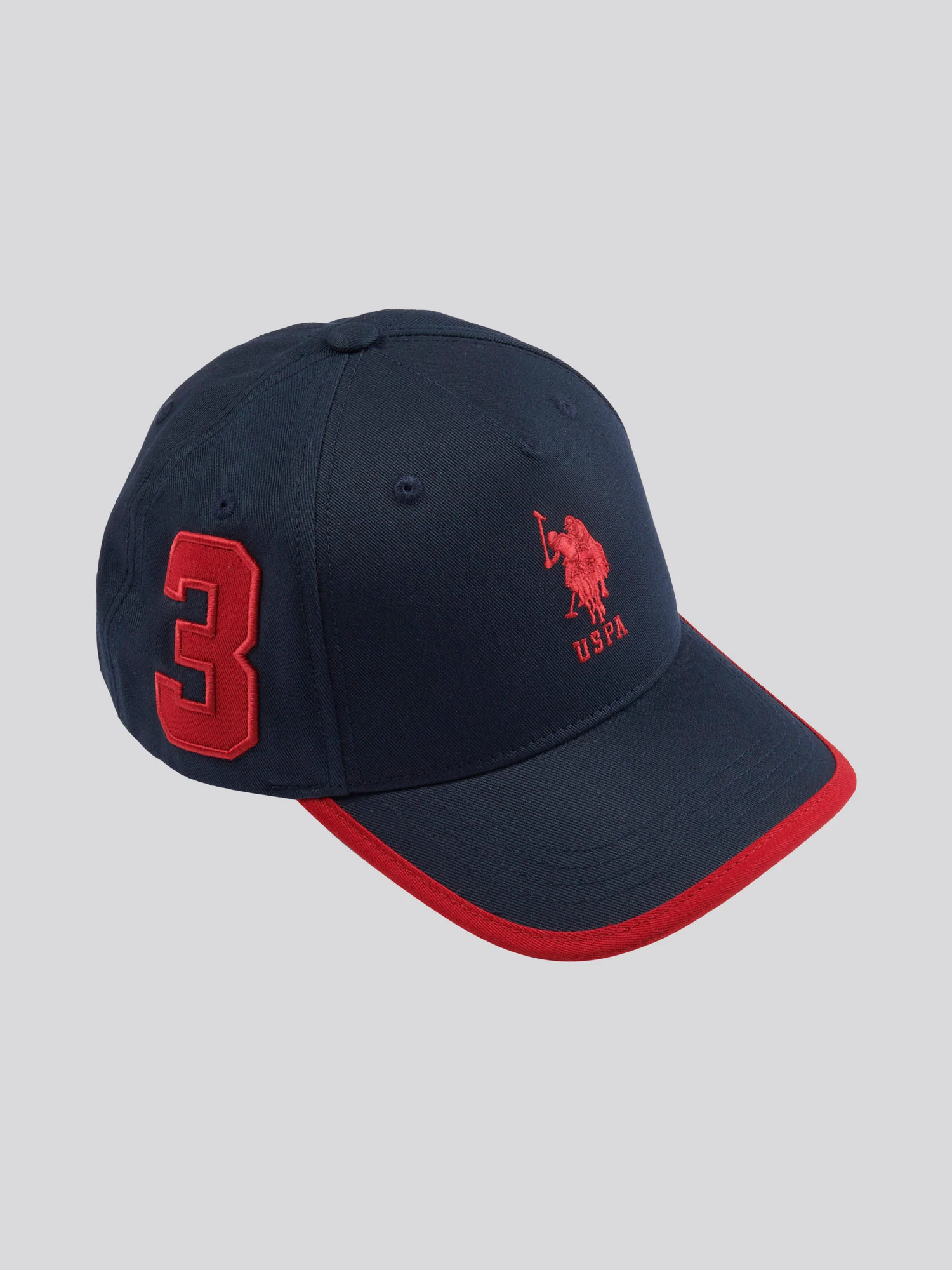 Mens Player 3 Baseball Cap in Dark Sapphire Navy/Haute Red DHM - Image 3