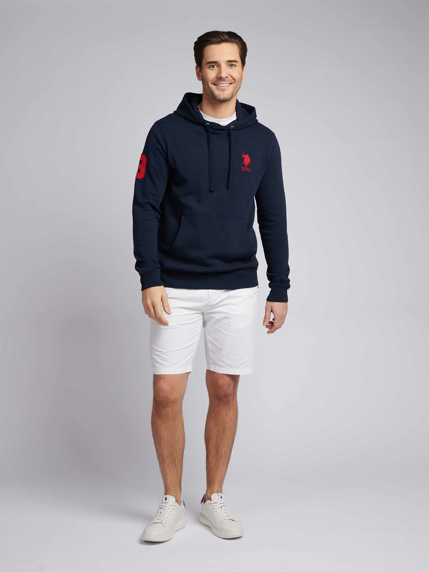 Mens Player 3 Loopback Bluza w ciemnym szafirowym granatowym/haute Red Dhm - Image 4