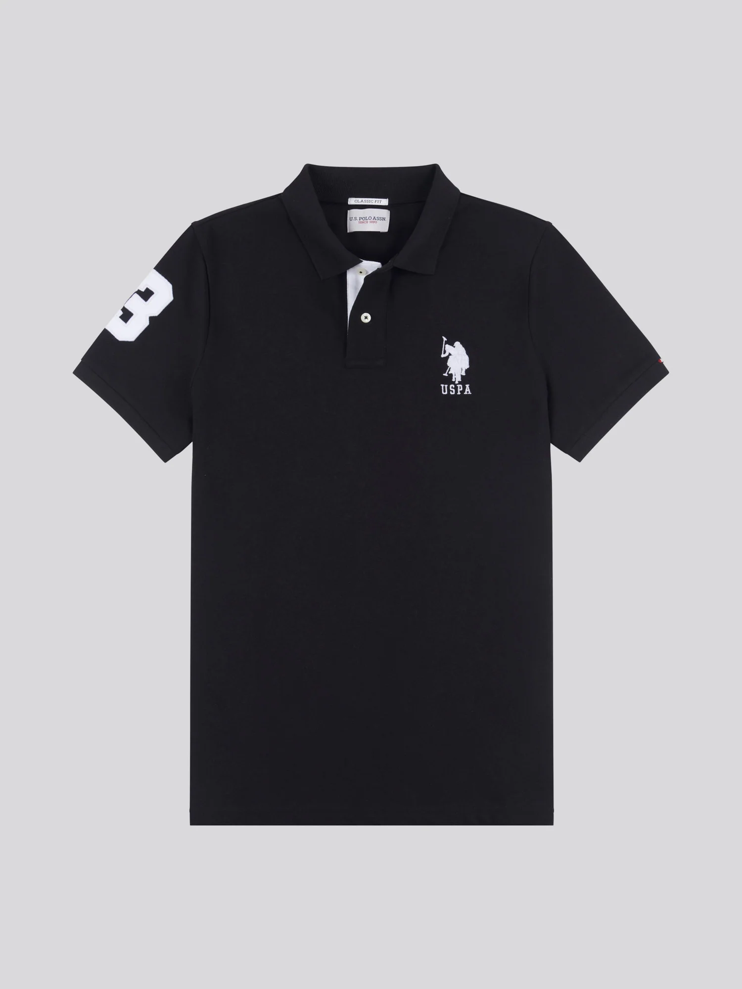Mens Player 3 Pique Polo Shirt w czarnym jasnym białym DHM - Image 6